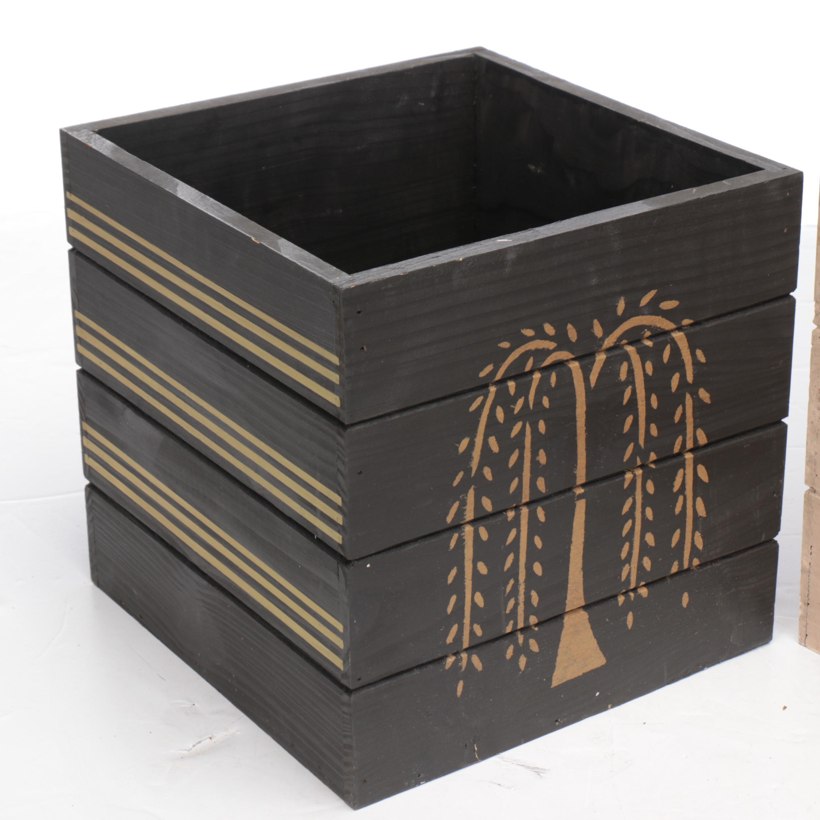 Painted Wood Storage Cubes with Wood Sign