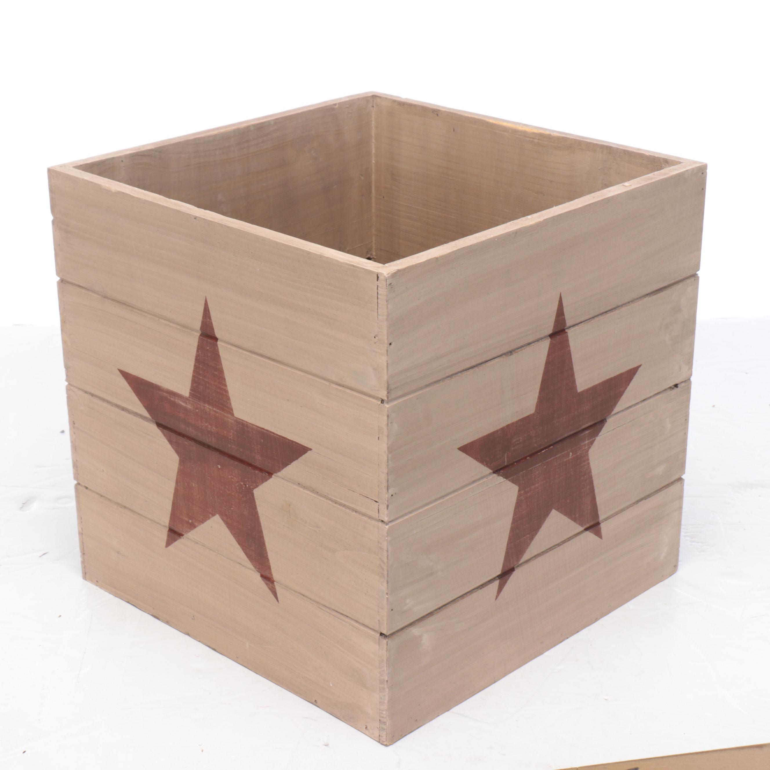 Painted Wood Storage Cubes with Wood Sign