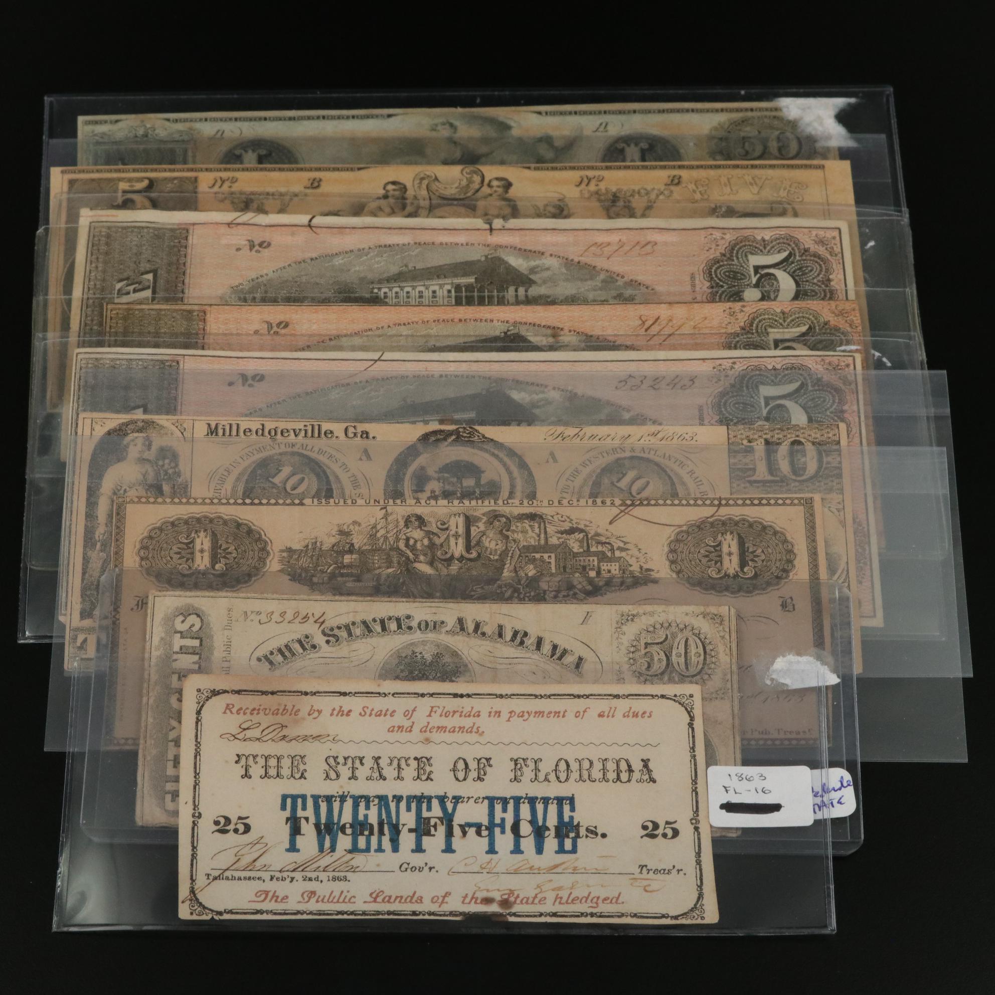 Nine Mid-19th Century Obsolete Currency Notes