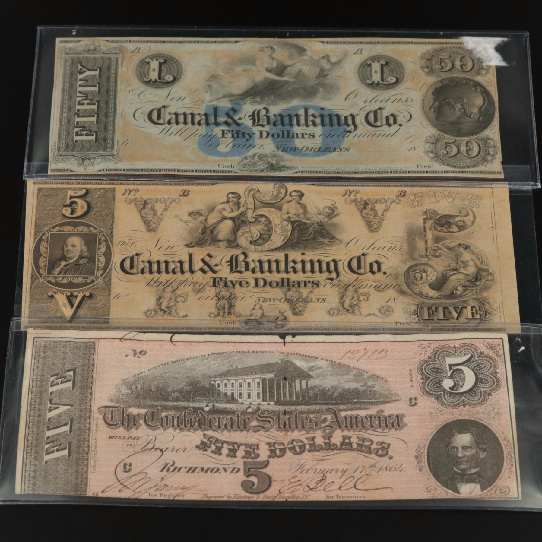 Nine Mid-19th Century Obsolete Currency Notes