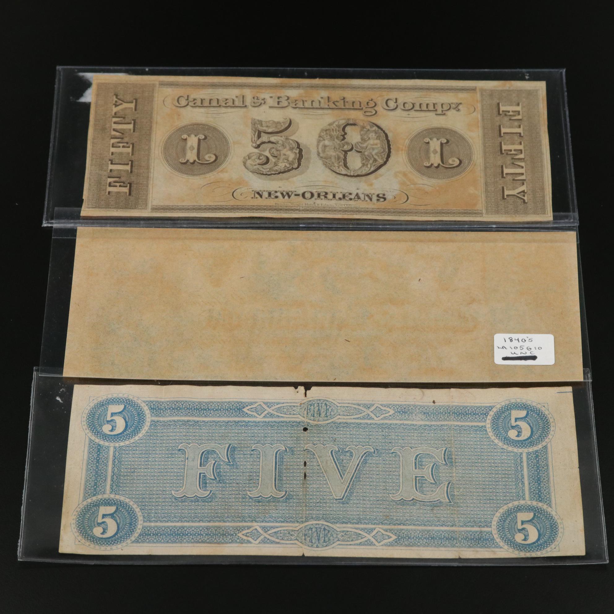 Nine Mid-19th Century Obsolete Currency Notes