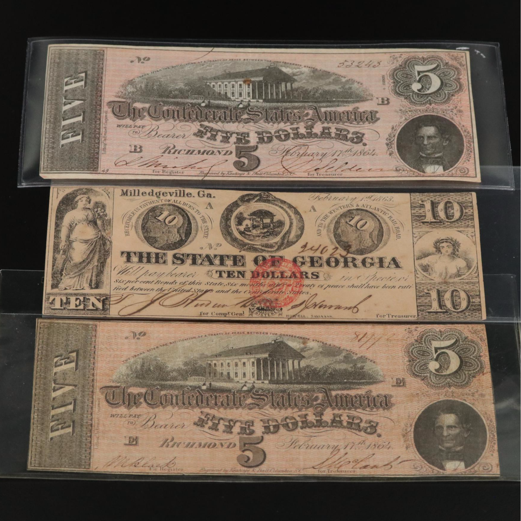 Nine Mid-19th Century Obsolete Currency Notes