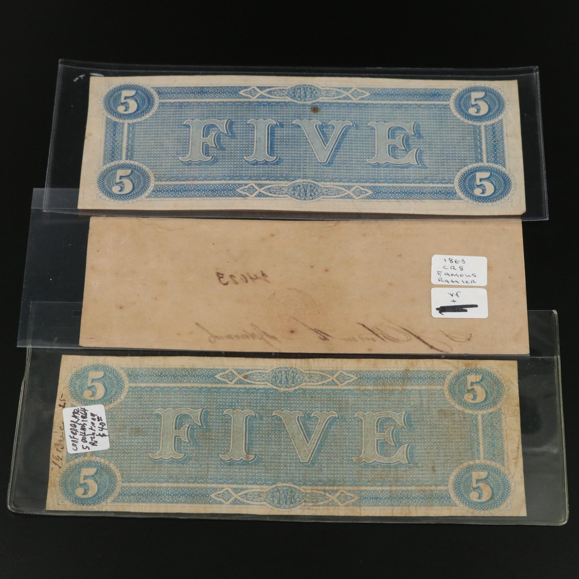 Nine Mid-19th Century Obsolete Currency Notes