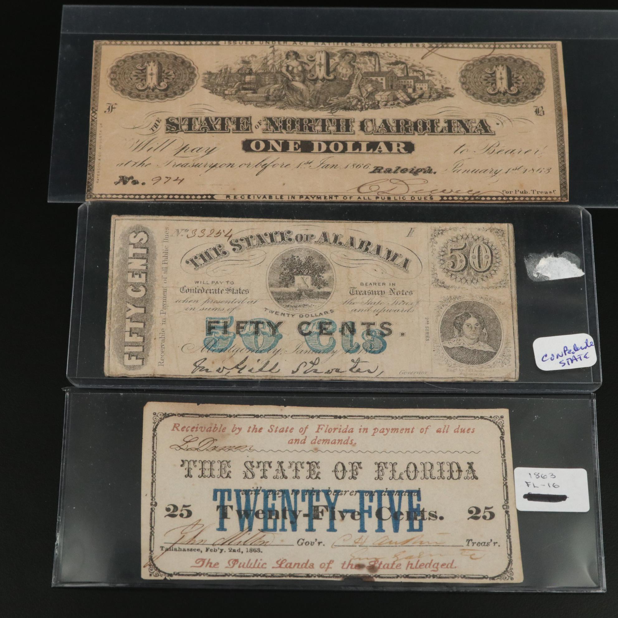 Nine Mid-19th Century Obsolete Currency Notes