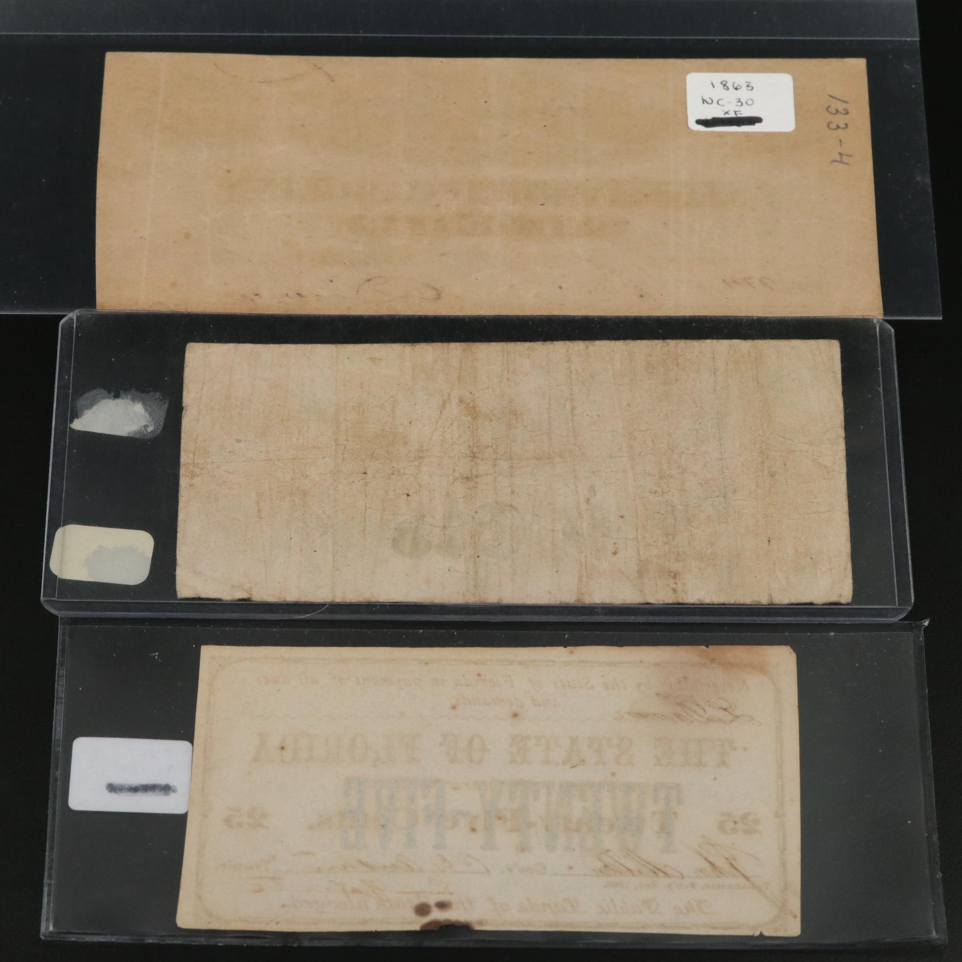 Nine Mid-19th Century Obsolete Currency Notes