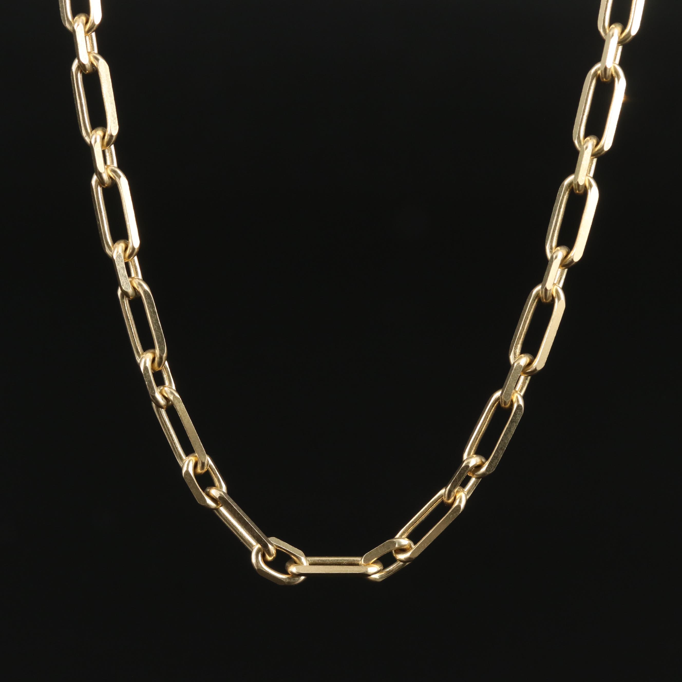 14K Knife Edge Paperclip Chain Necklace