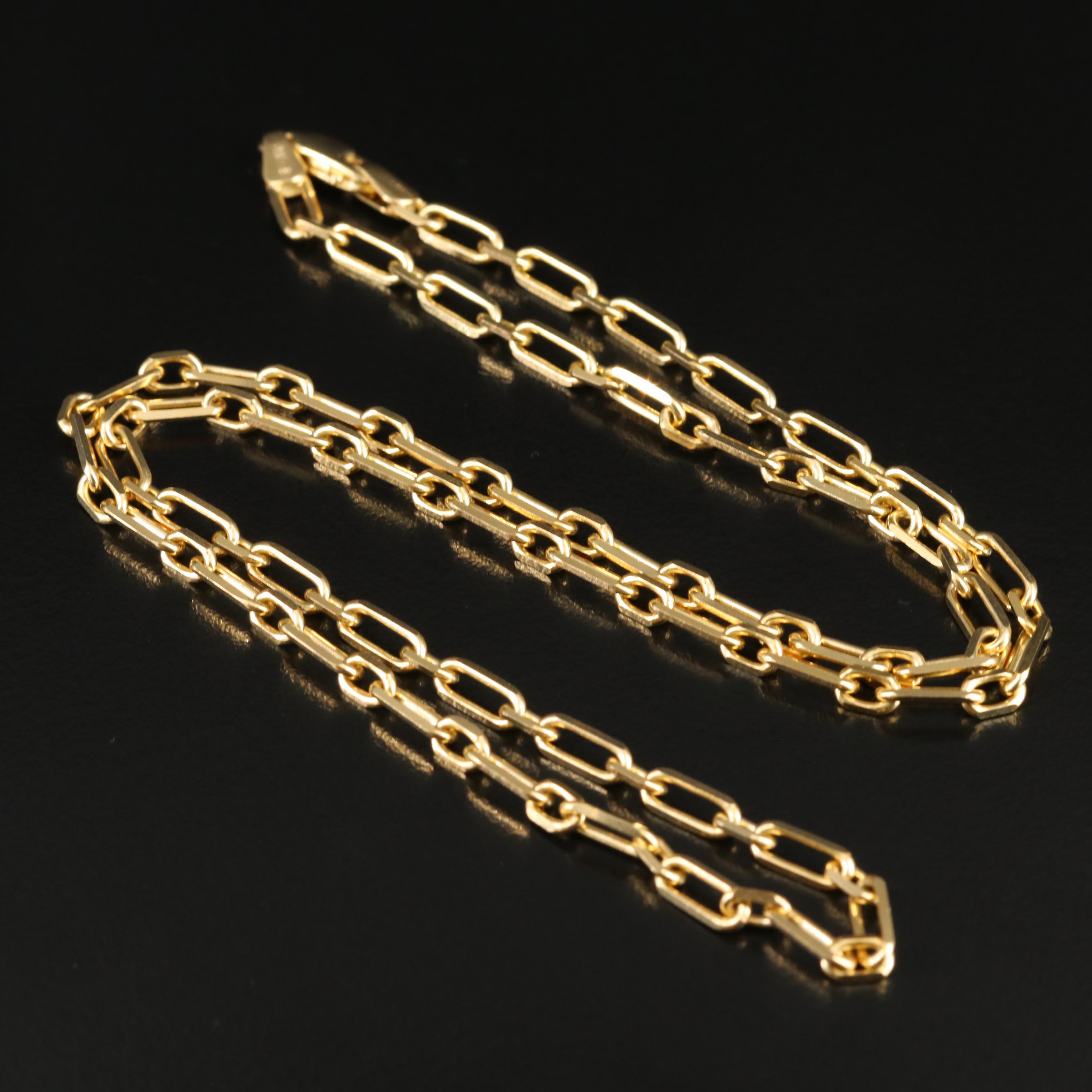 14K Knife Edge Paperclip Chain Necklace