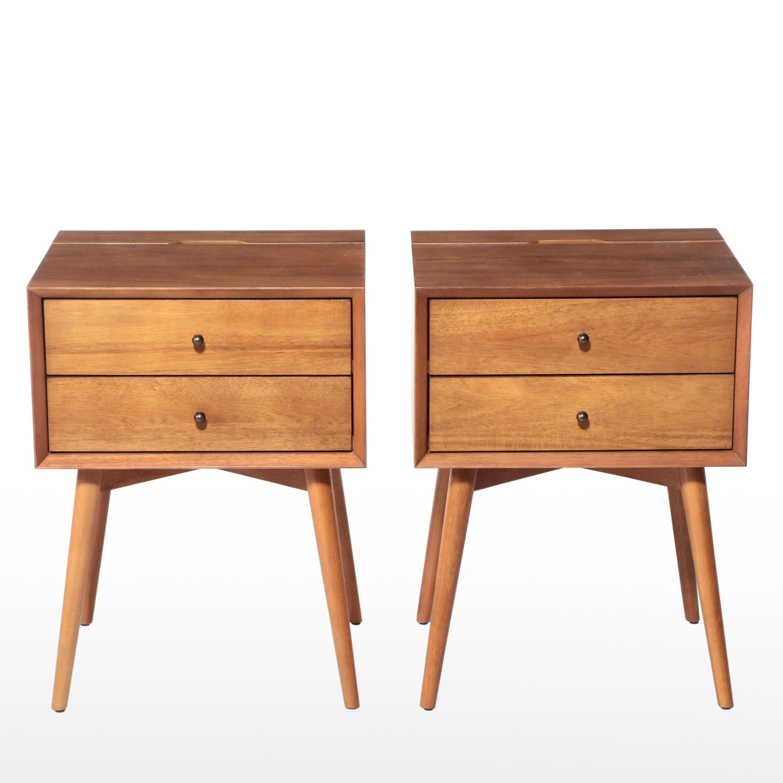 Williams-Sonoma Mid Century Modern Style Nightstands with Power Strips, 2020