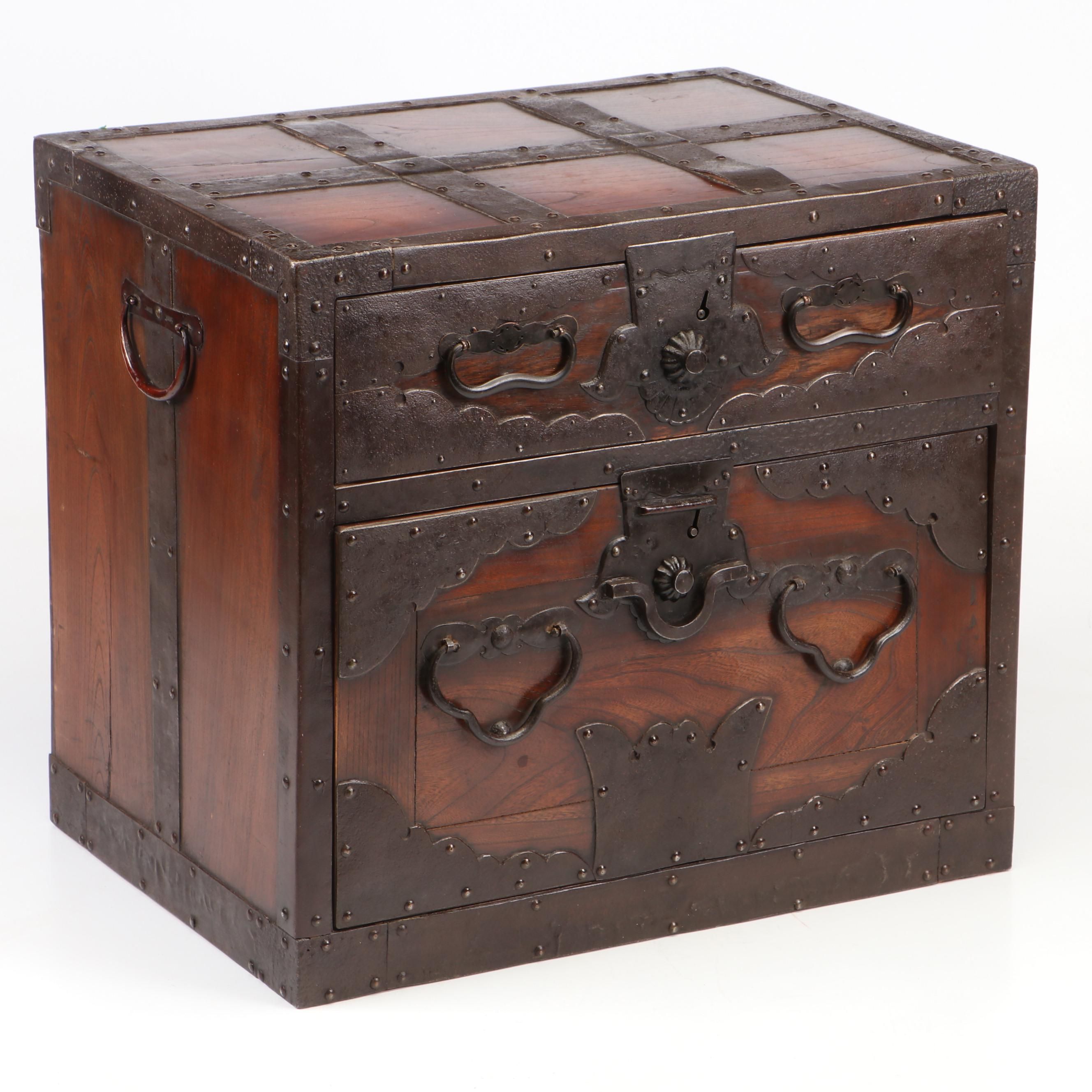 Japanese Metal-Bound Wood Funa Dansu, Edo Period