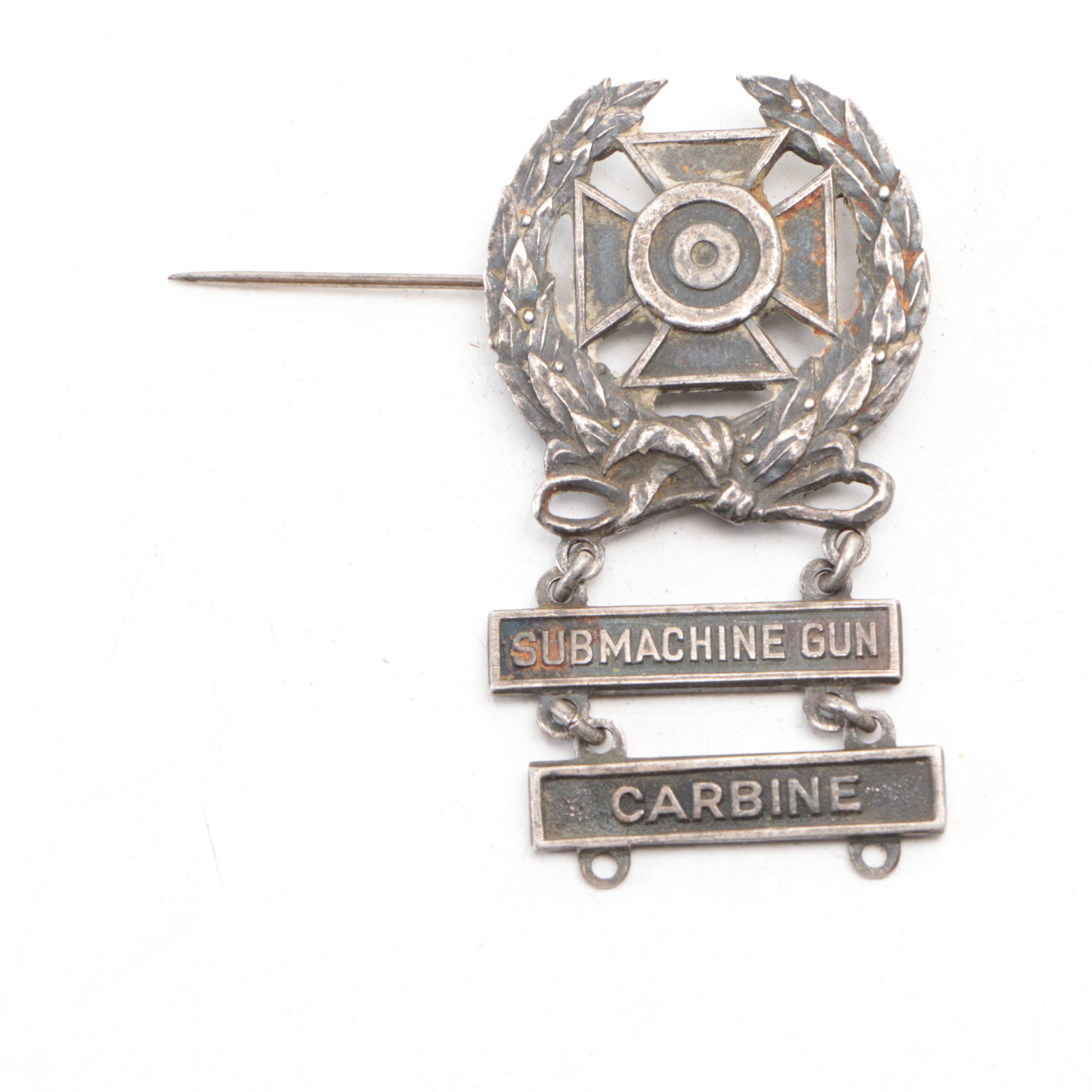 World War II Era Sterling Combat Infantry Badge, Marksman Badge and More