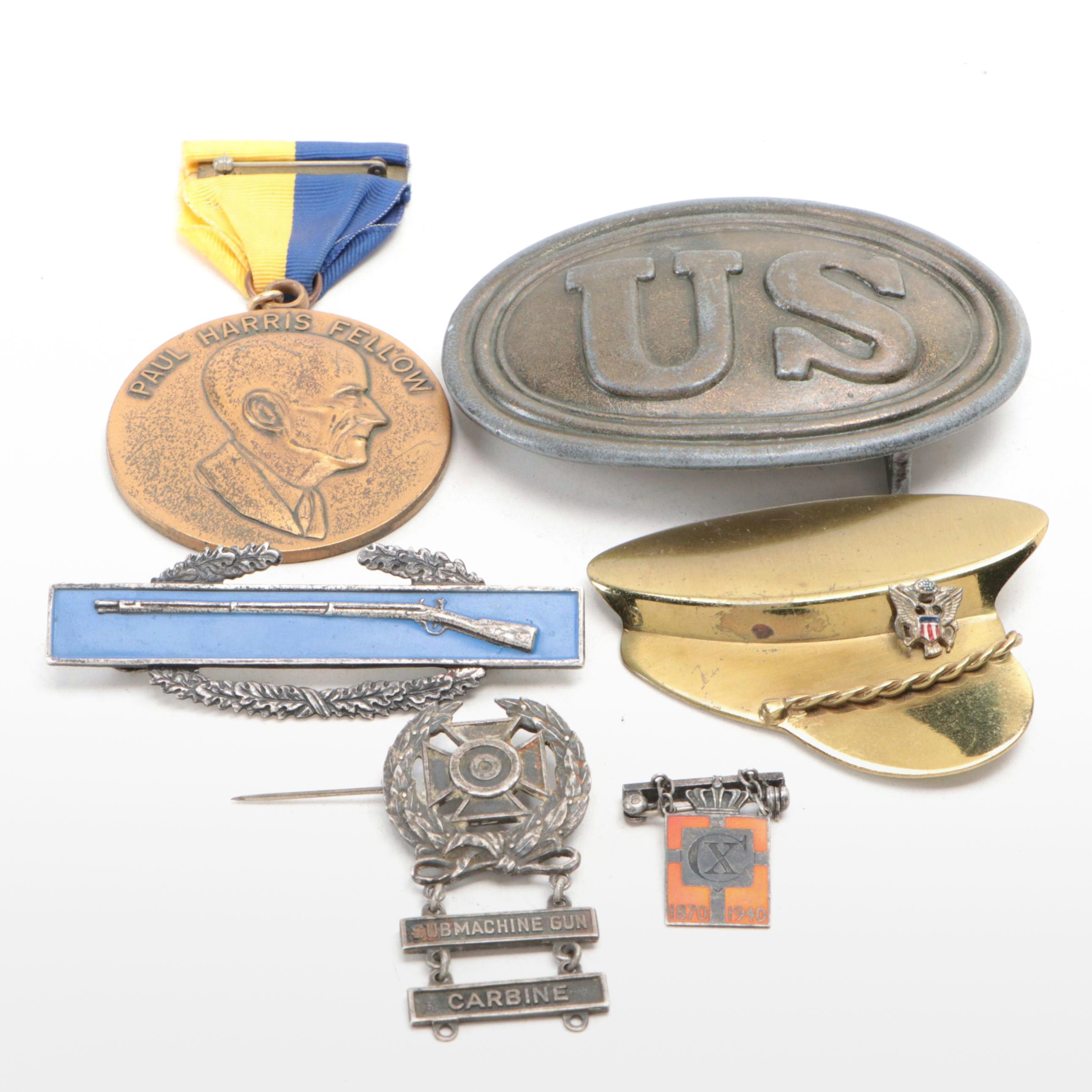 World War II Era Sterling Combat Infantry Badge, Marksman Badge and More