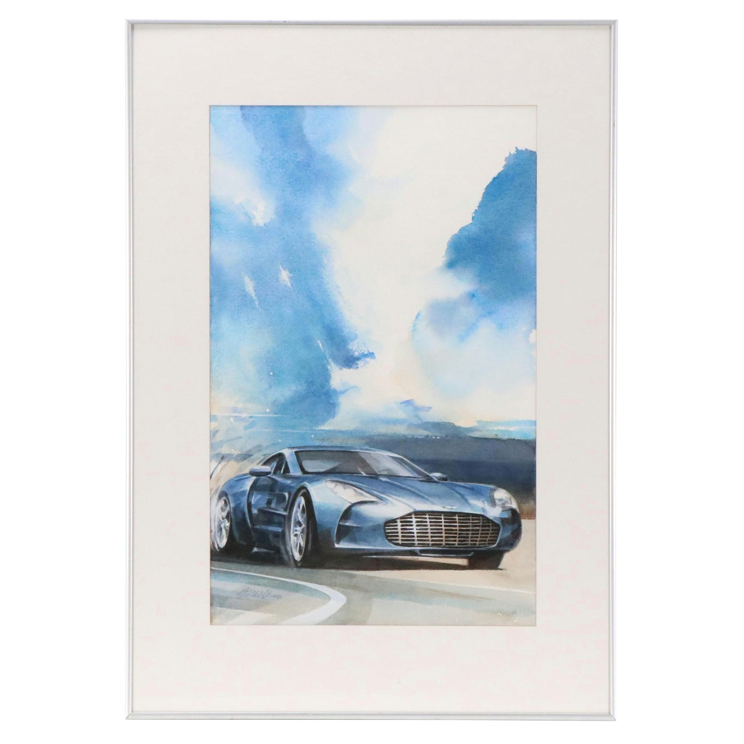 Bill Neale Watercolor Painting "Aston Martin One-77," 2009