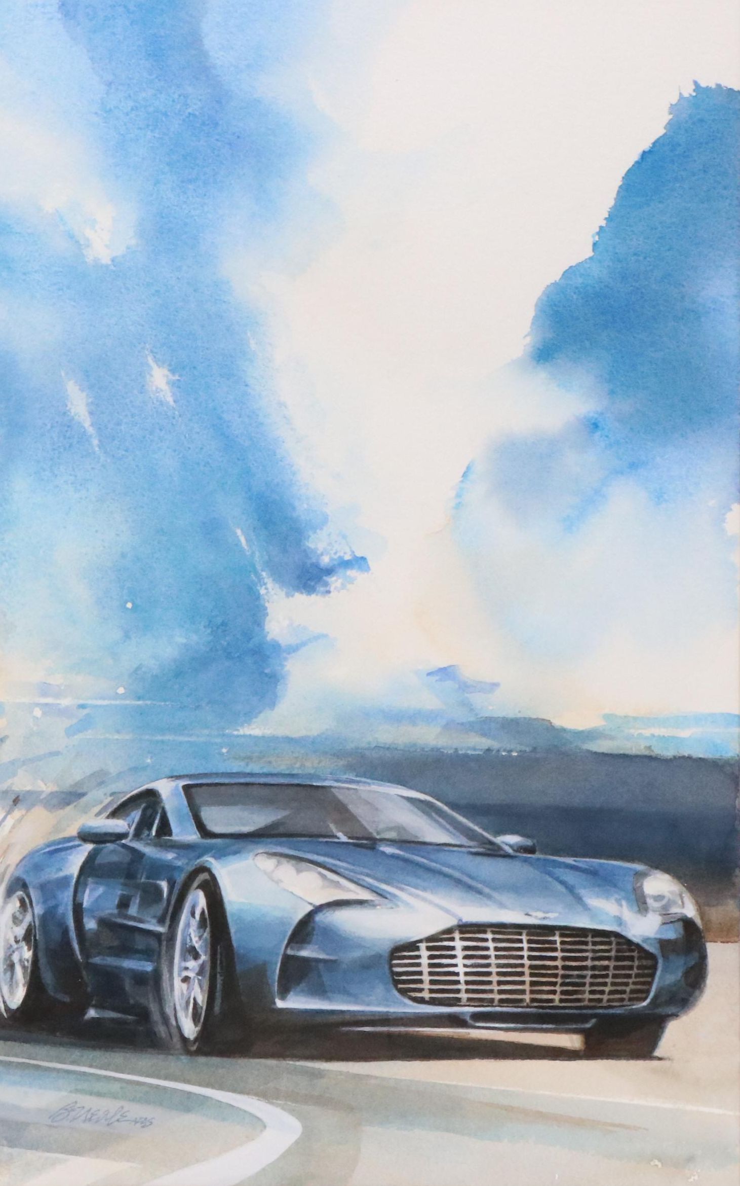 Bill Neale Watercolor Painting "Aston Martin One-77," 2009