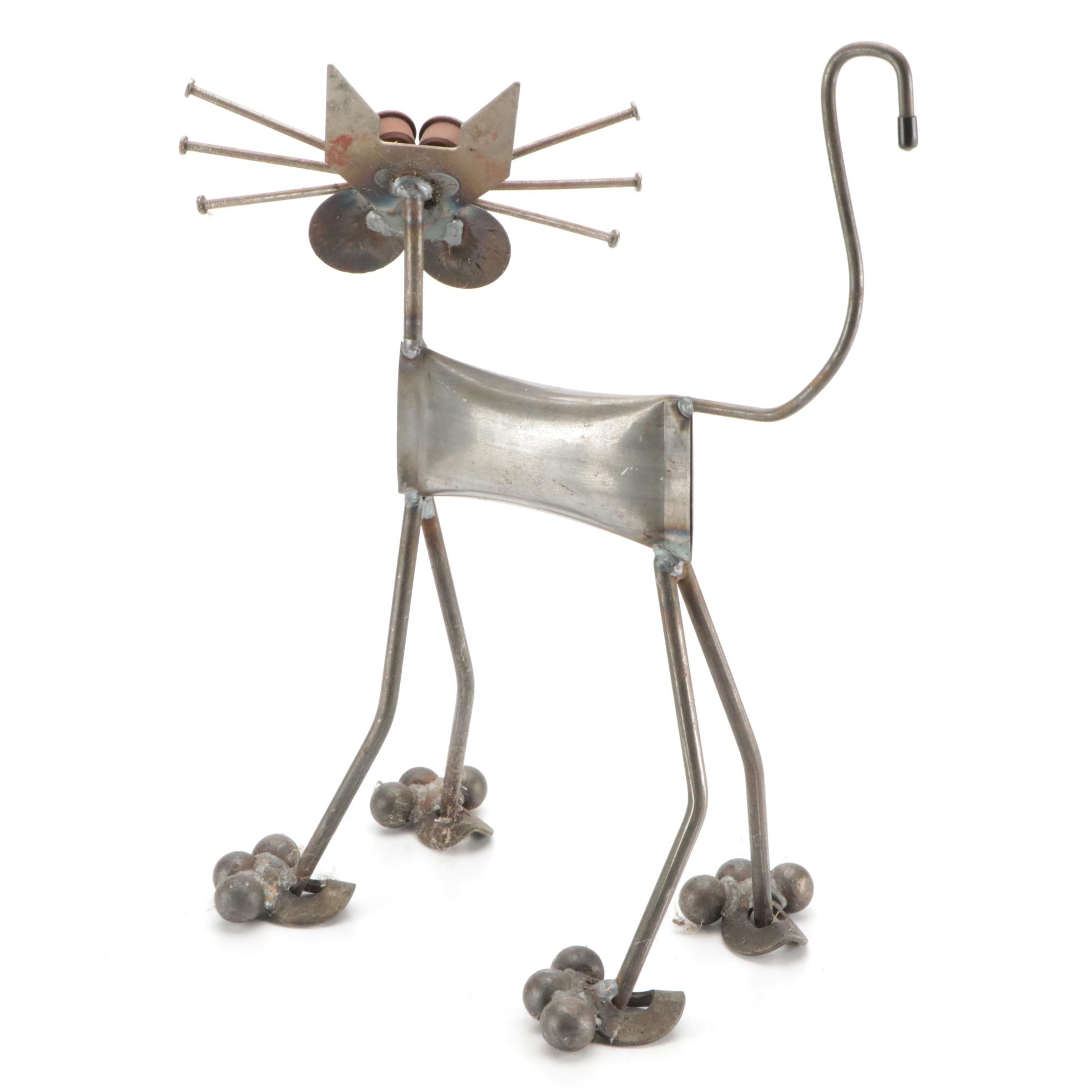 Recycled Metal Cat Sculpture