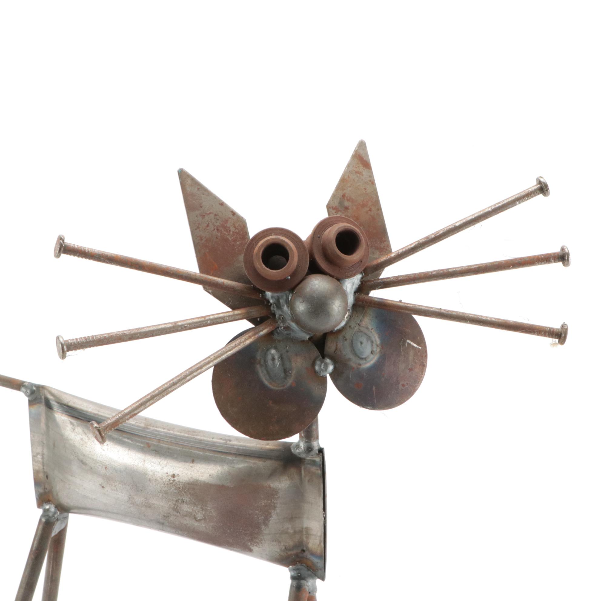 Recycled Metal Cat Sculpture