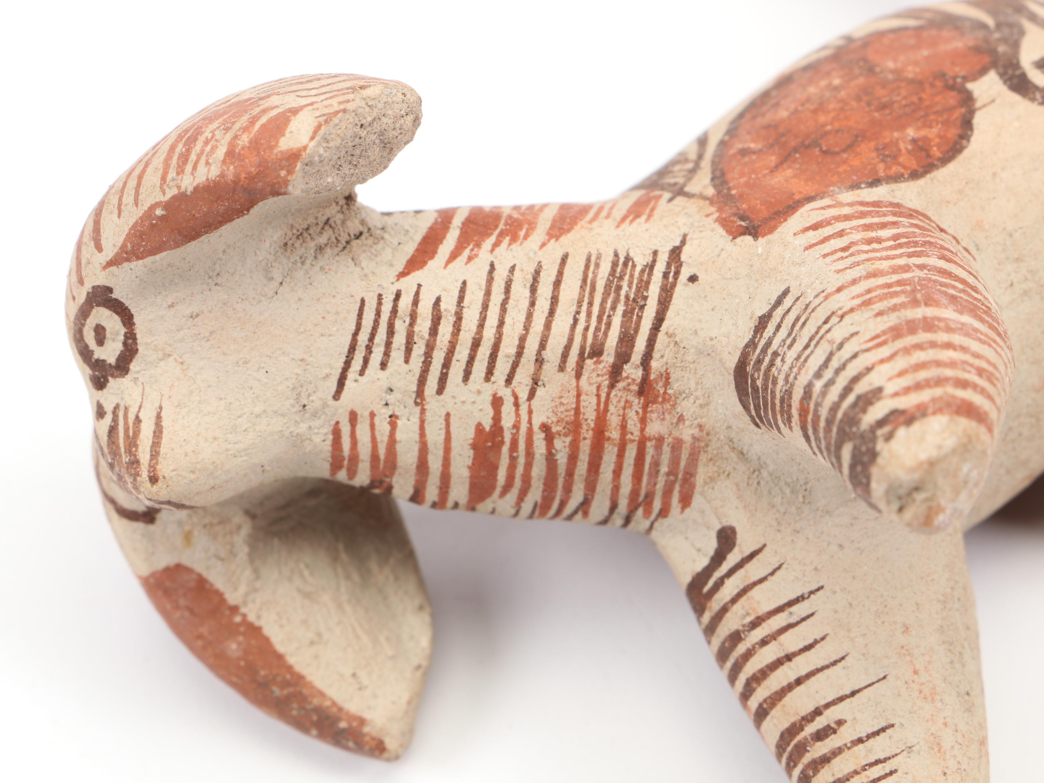 Cypriot Hand-Painted Ceramic Horse Figurine with More Clay Animal Figurines