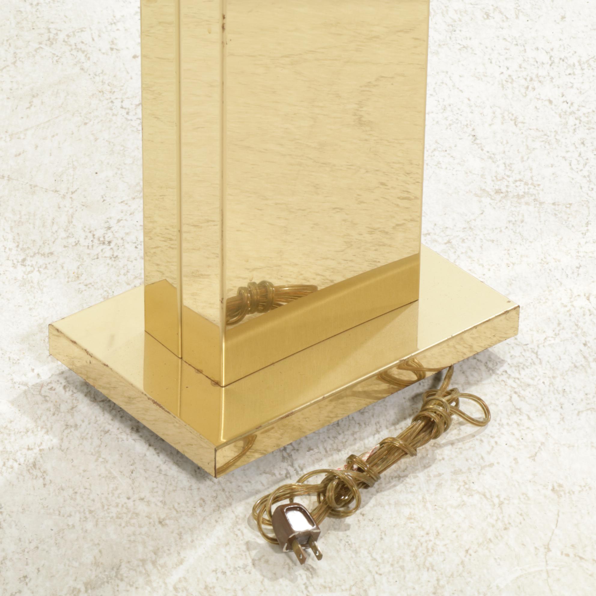 Casella "Pylon" Modernist Brass Torchiere Floor Lamp, Late 20th Century