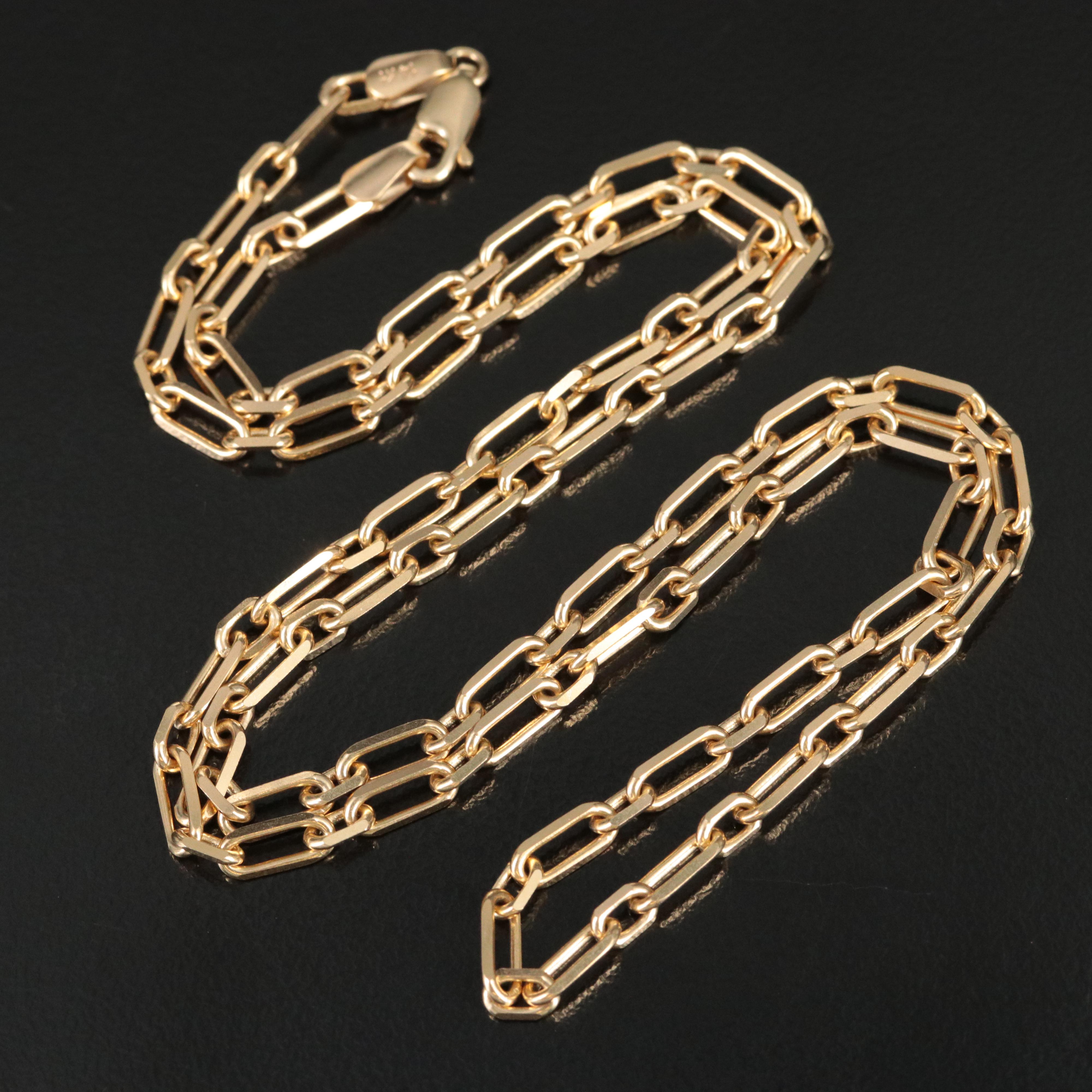 14K Knife Edge Paperclip Chain Necklace