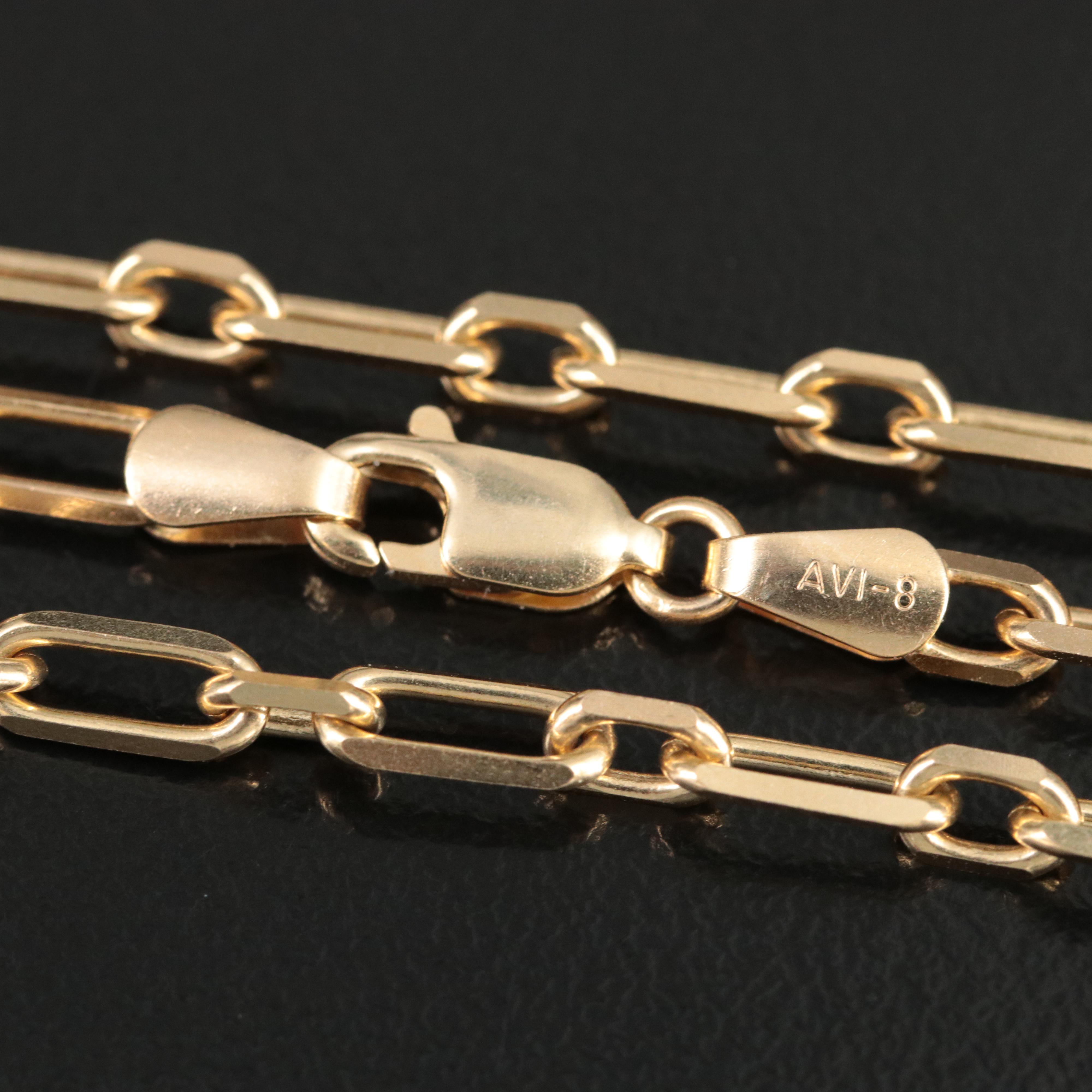 14K Knife Edge Paperclip Chain Necklace