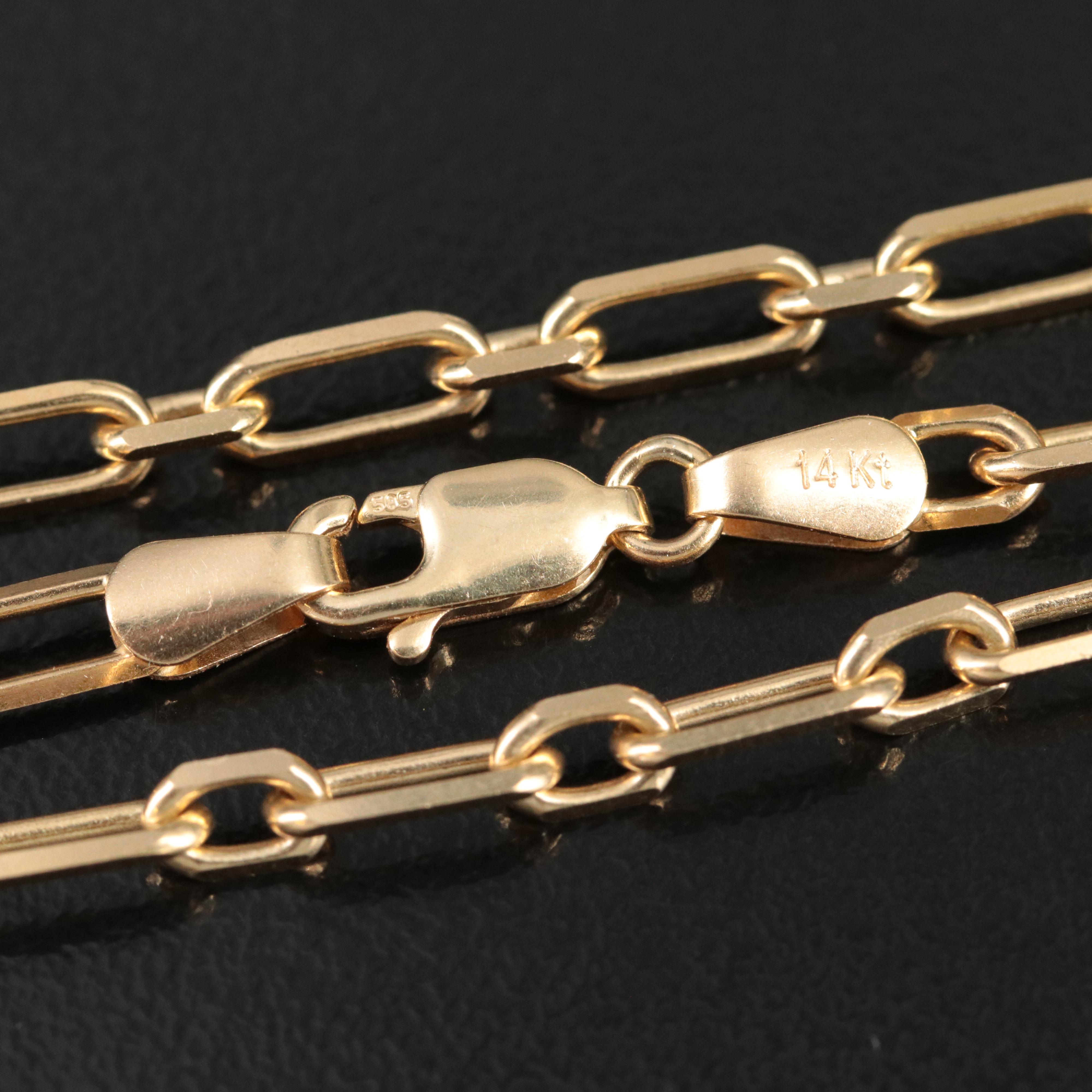 14K Knife Edge Paperclip Chain Necklace