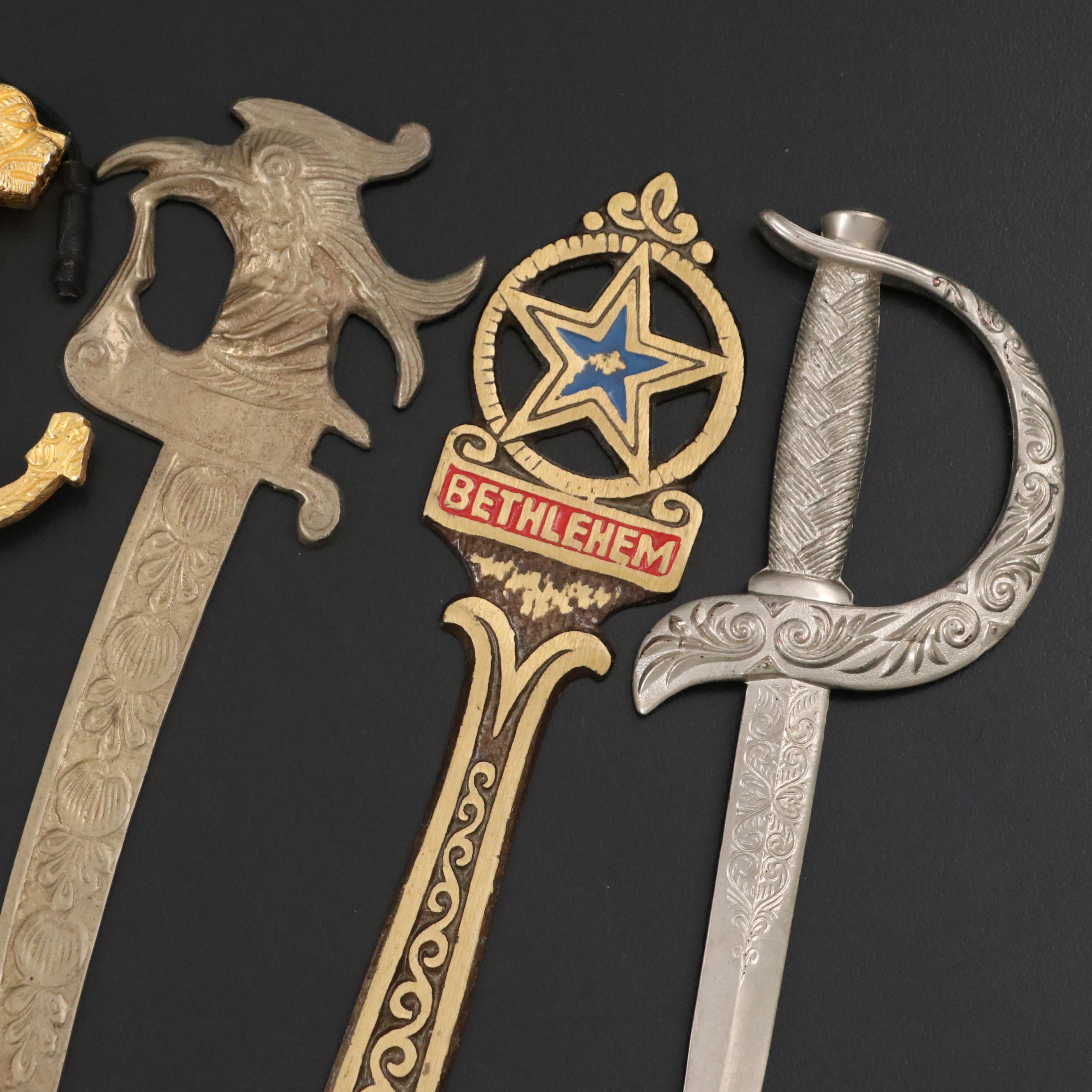 Metal Spanish Toledo Sword Letter Opener with Mother-Of-Pearl Inlay and More
