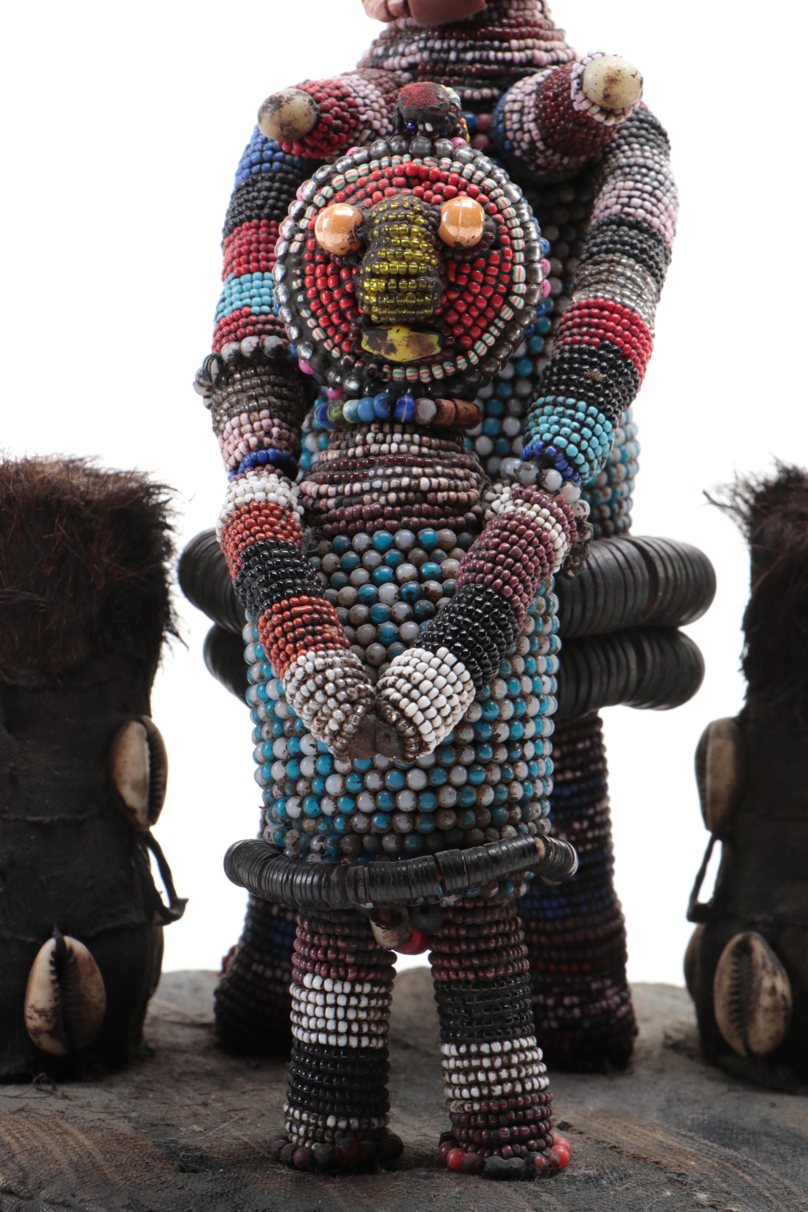 West Africa Nigerian Yoruba Hand-Beaded Crown or Altar Headdress, 20th C