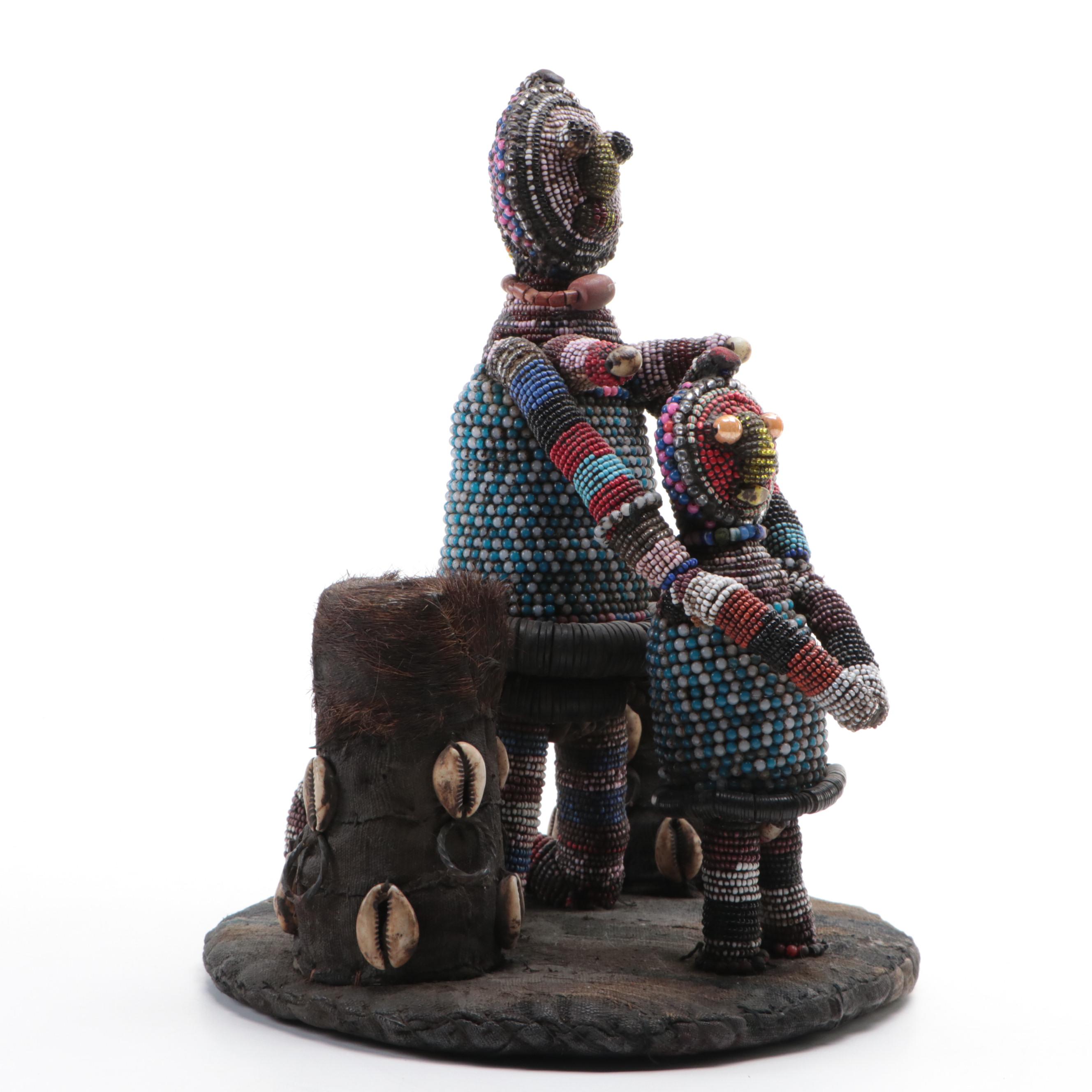 West Africa Nigerian Yoruba Hand-Beaded Crown or Altar Headdress, 20th C