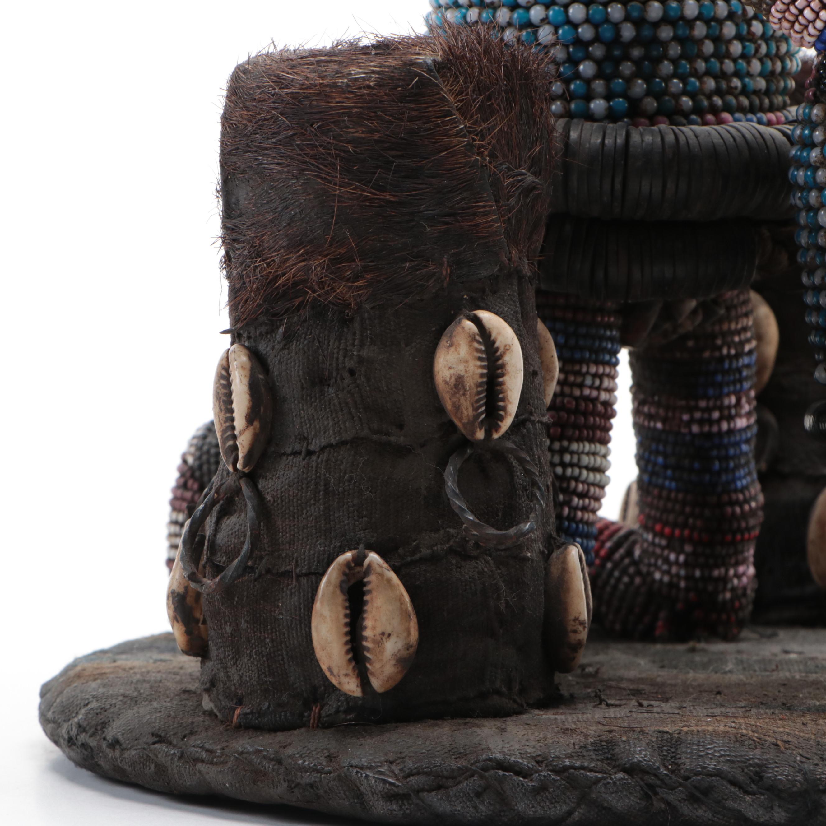 West Africa Nigerian Yoruba Hand-Beaded Crown or Altar Headdress, 20th C