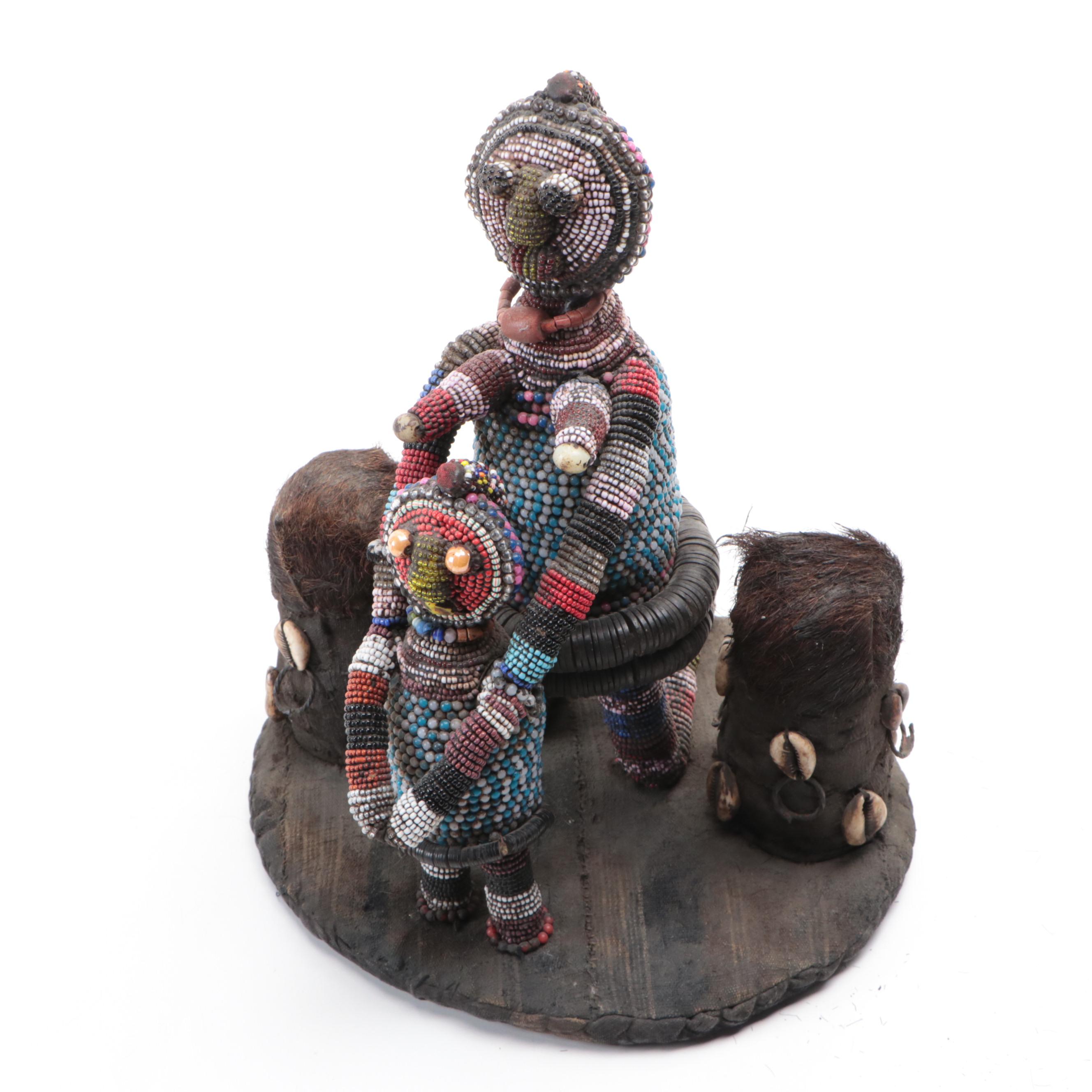 West Africa Nigerian Yoruba Hand-Beaded Crown or Altar Headdress, 20th C