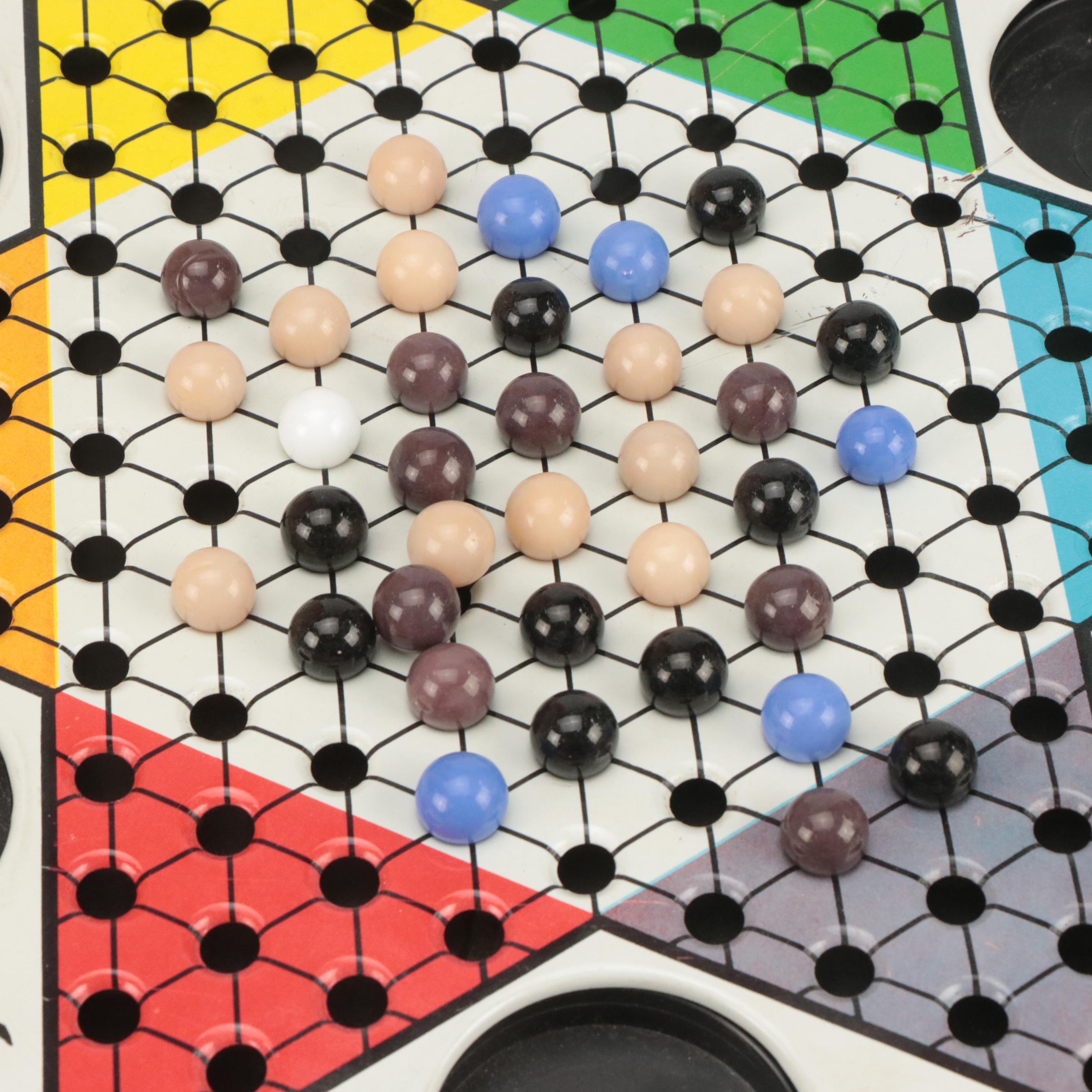 J. Chien & Co. Metal Chinese Checkers Sets with Game Pieces, Mid to Late 20th C.