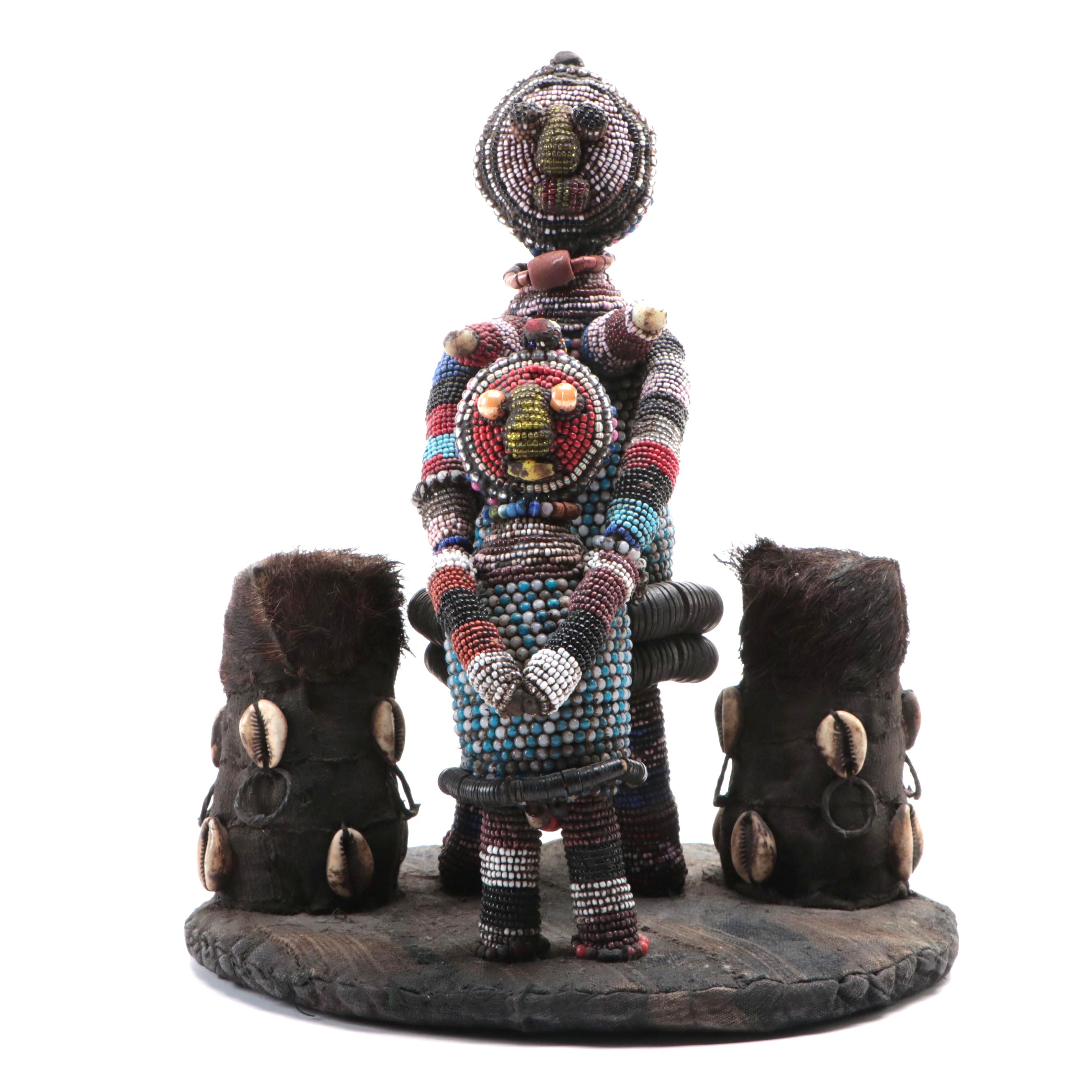 West Africa Nigerian Yoruba Hand-Beaded Crown or Altar Headdress, 20th C