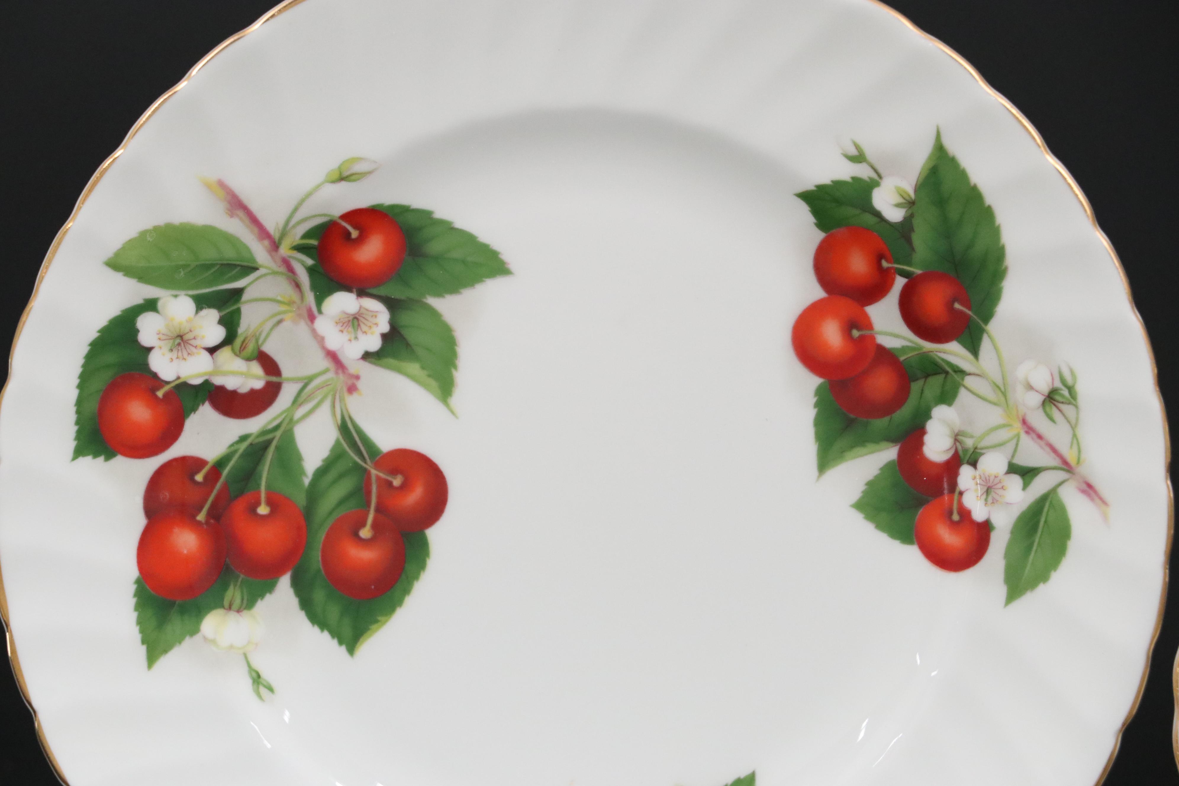 Adderley English Bone China "Cherry Ripe" Dessert Set