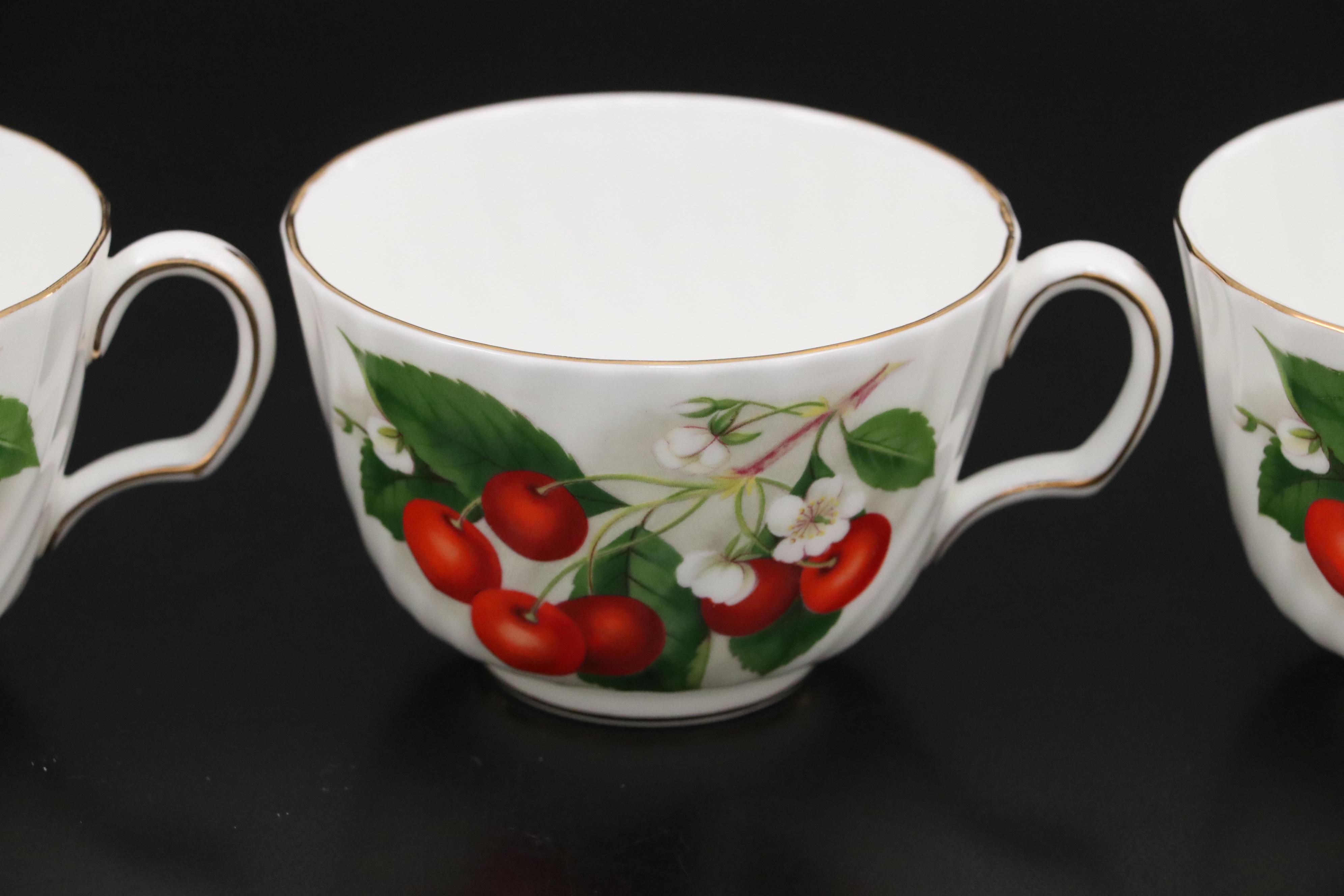 Adderley English Bone China "Cherry Ripe" Dessert Set