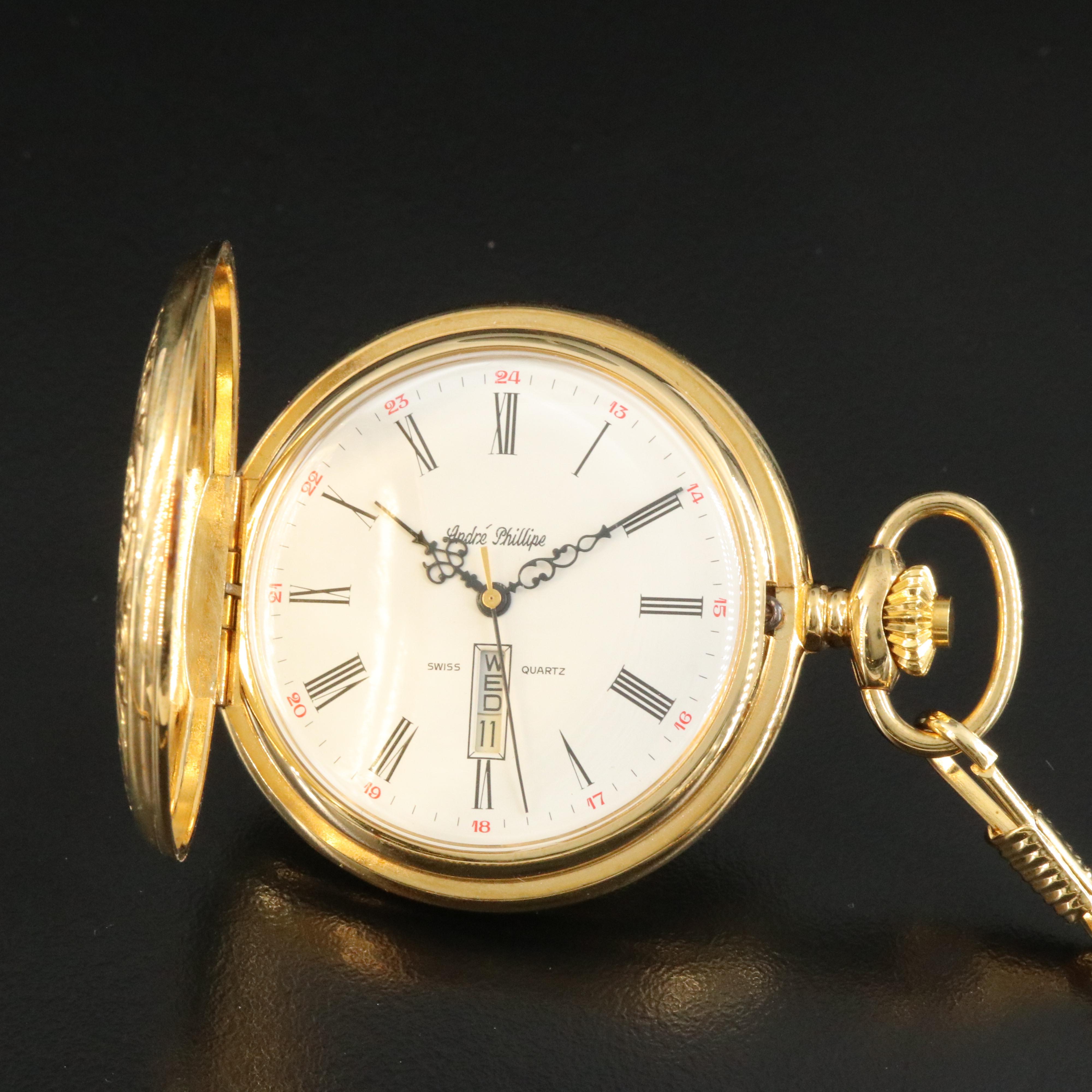 André  Phillipe  Swiss Quartz Pocket Watch and Pocket Knife Fob