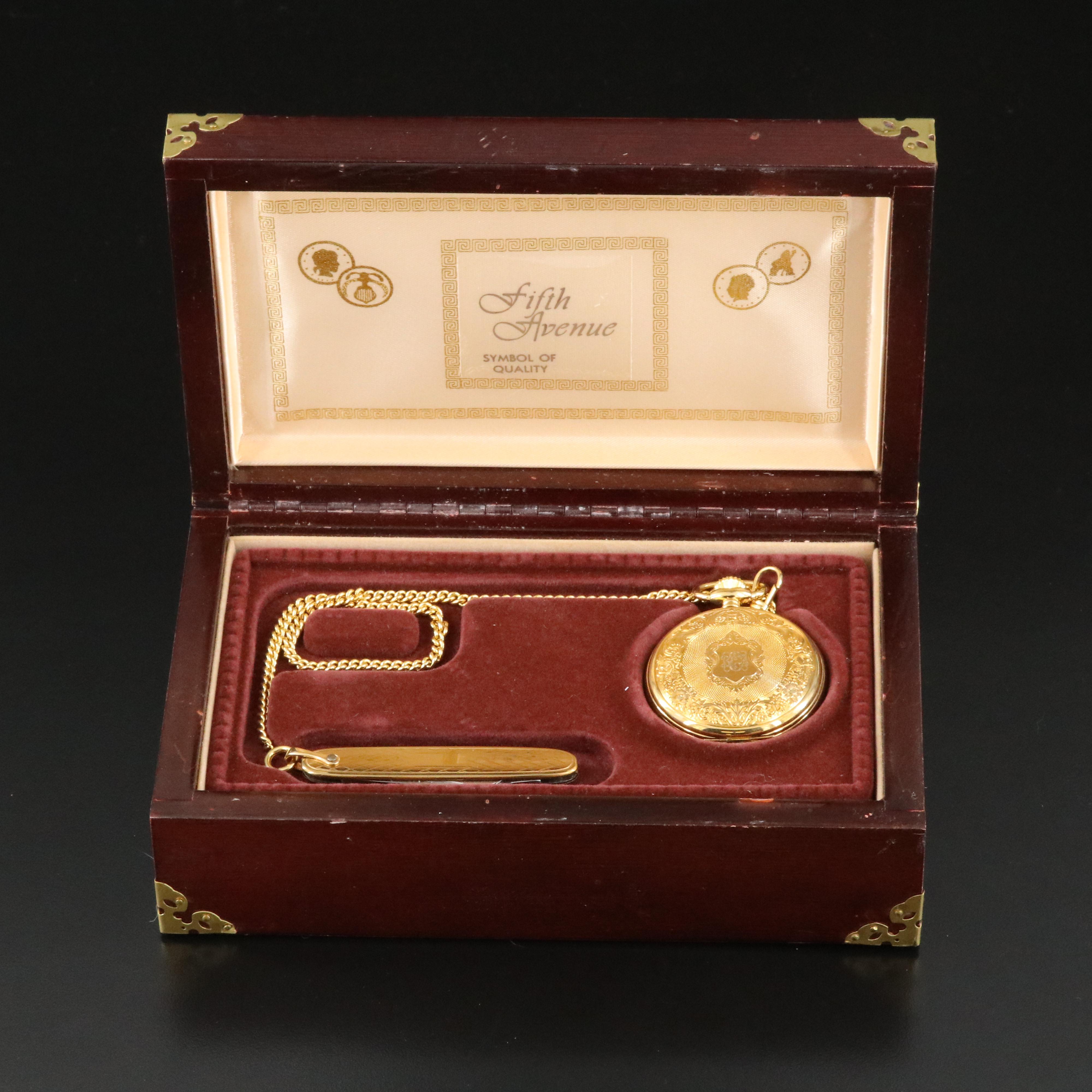 André  Phillipe  Swiss Quartz Pocket Watch and Pocket Knife Fob