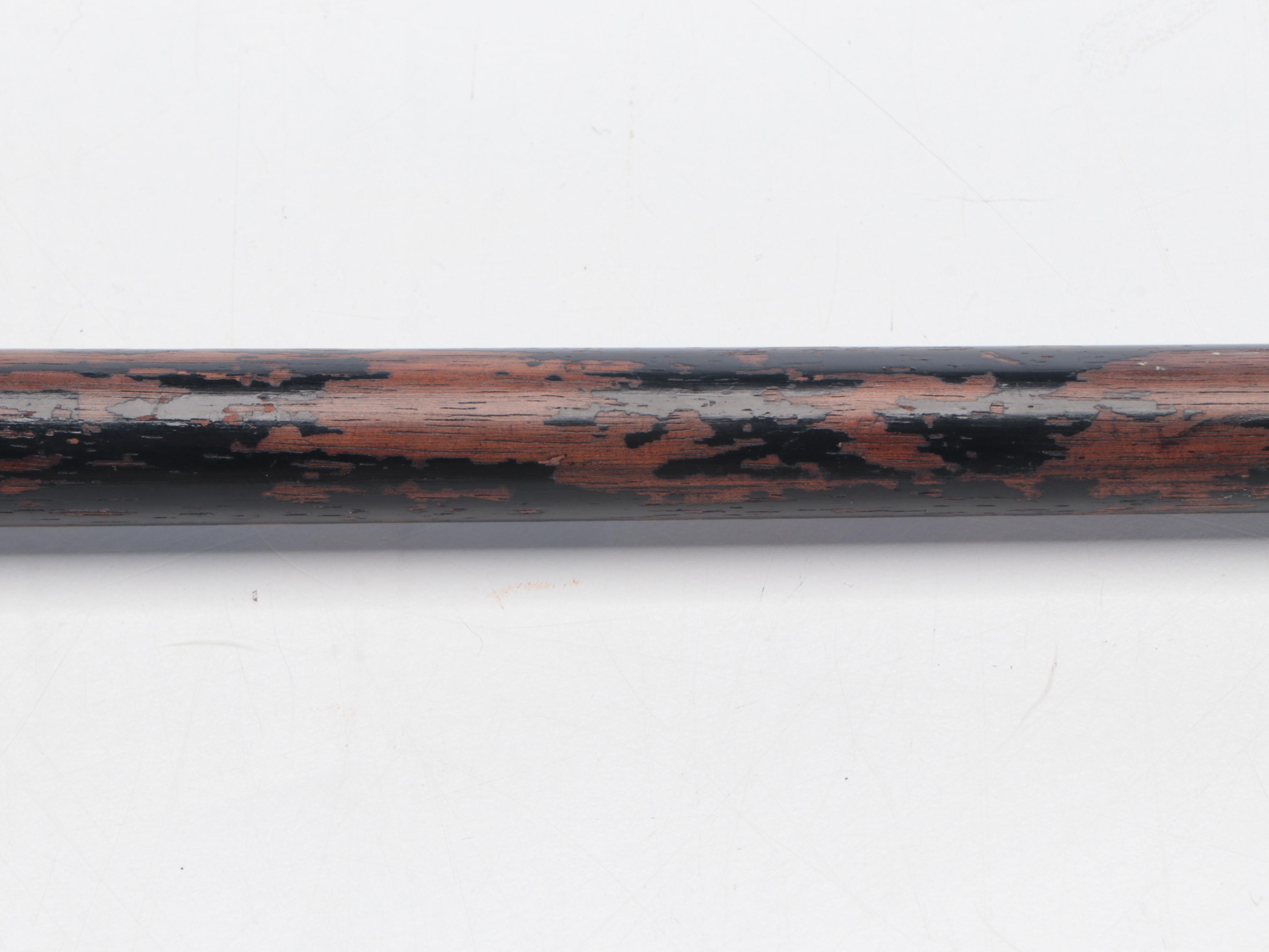 Late Victorian Painted Wood Walking Cane with Floral Gold Filled Knob