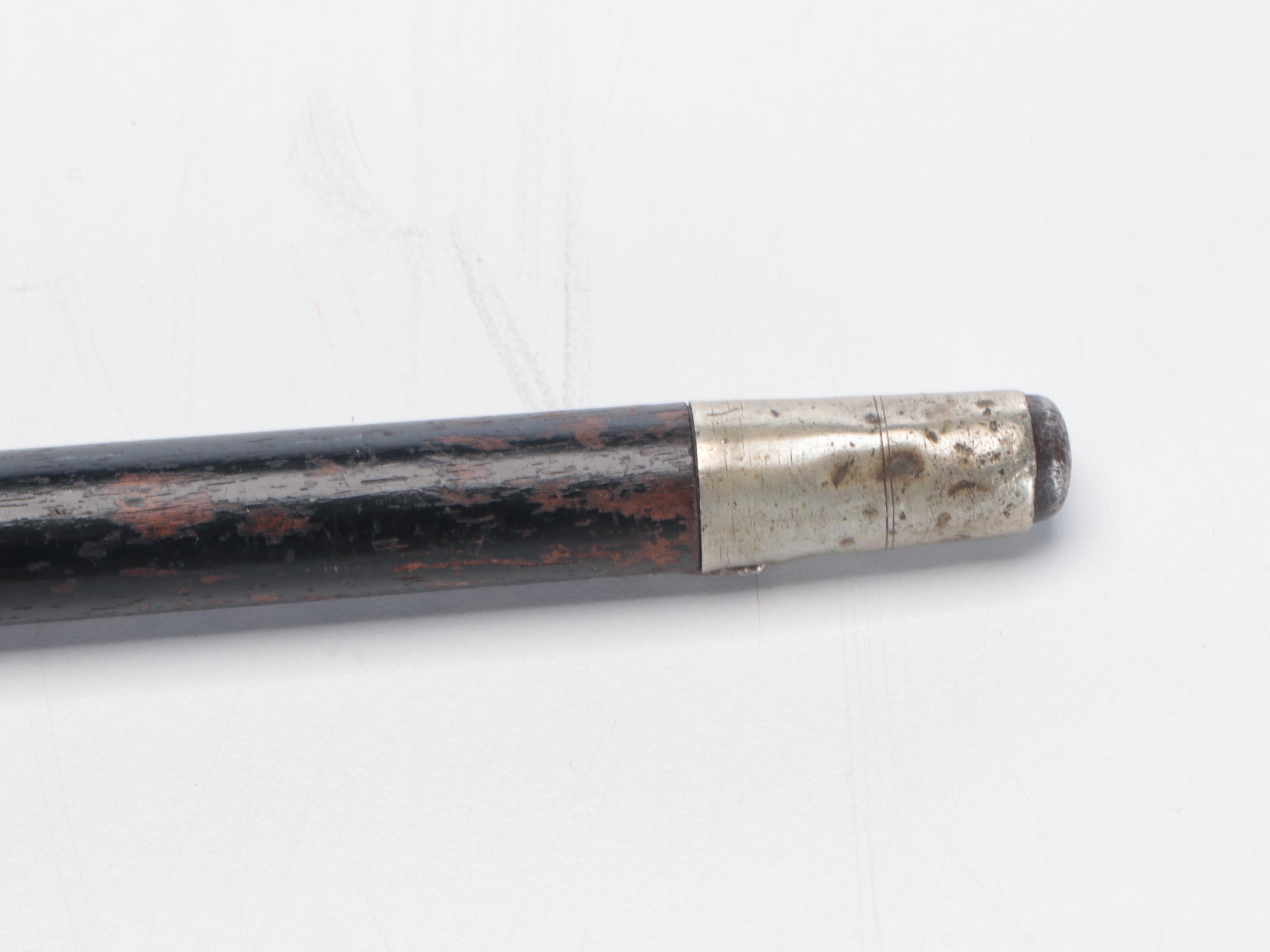 Late Victorian Painted Wood Walking Cane with Floral Gold Filled Knob