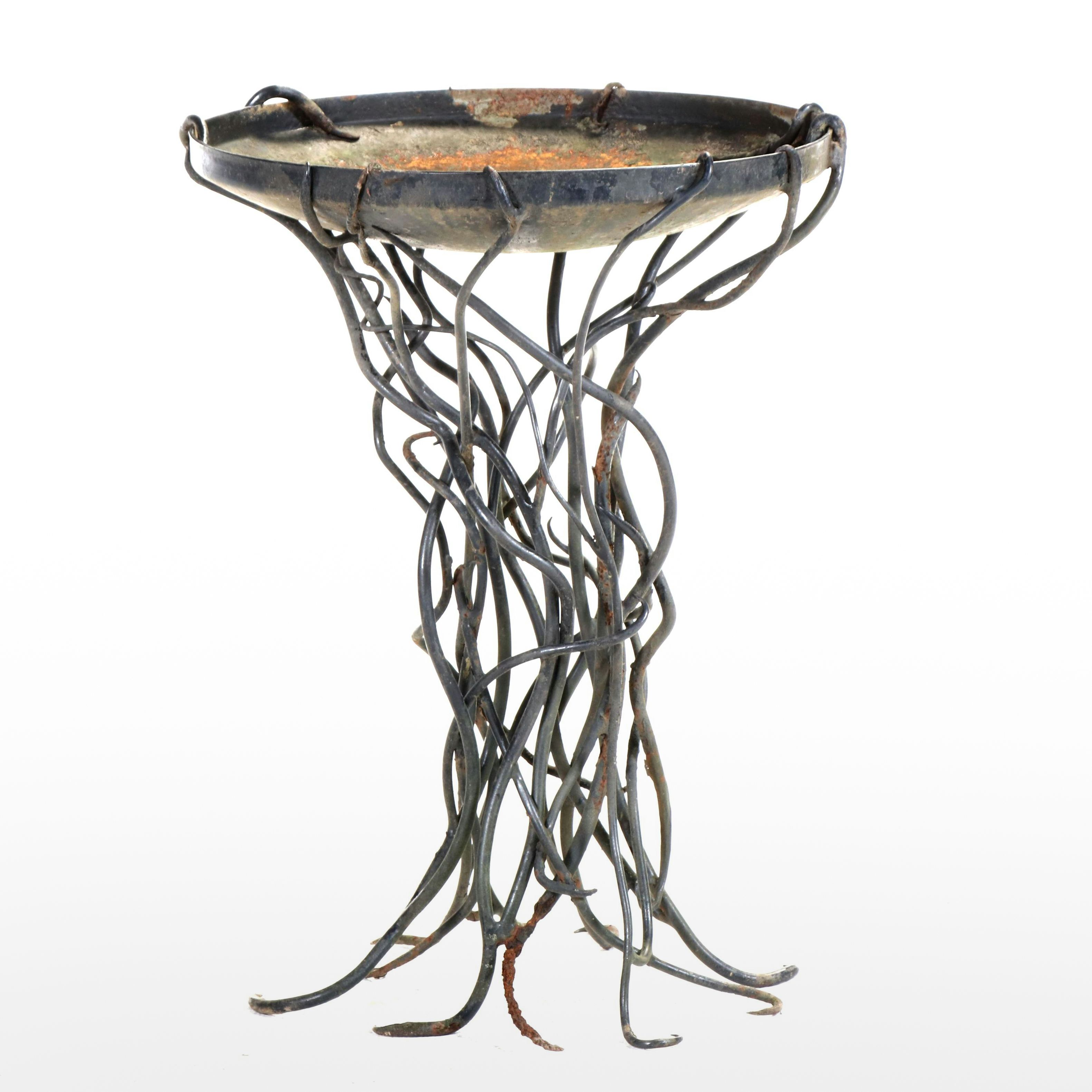 Wrought Iron Twisted Vine Bird Bath