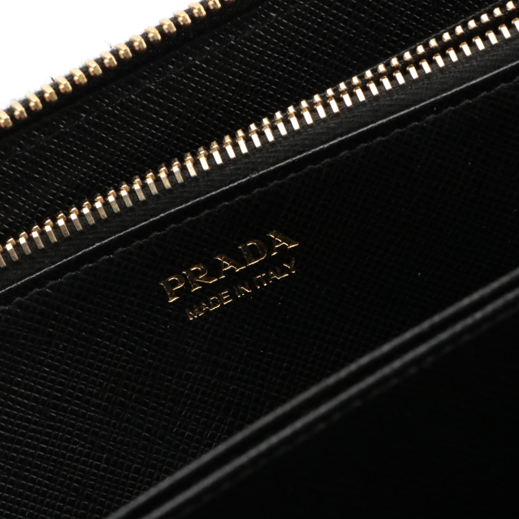 Prada Saffiano Leather Zip-Around Bow Wallet