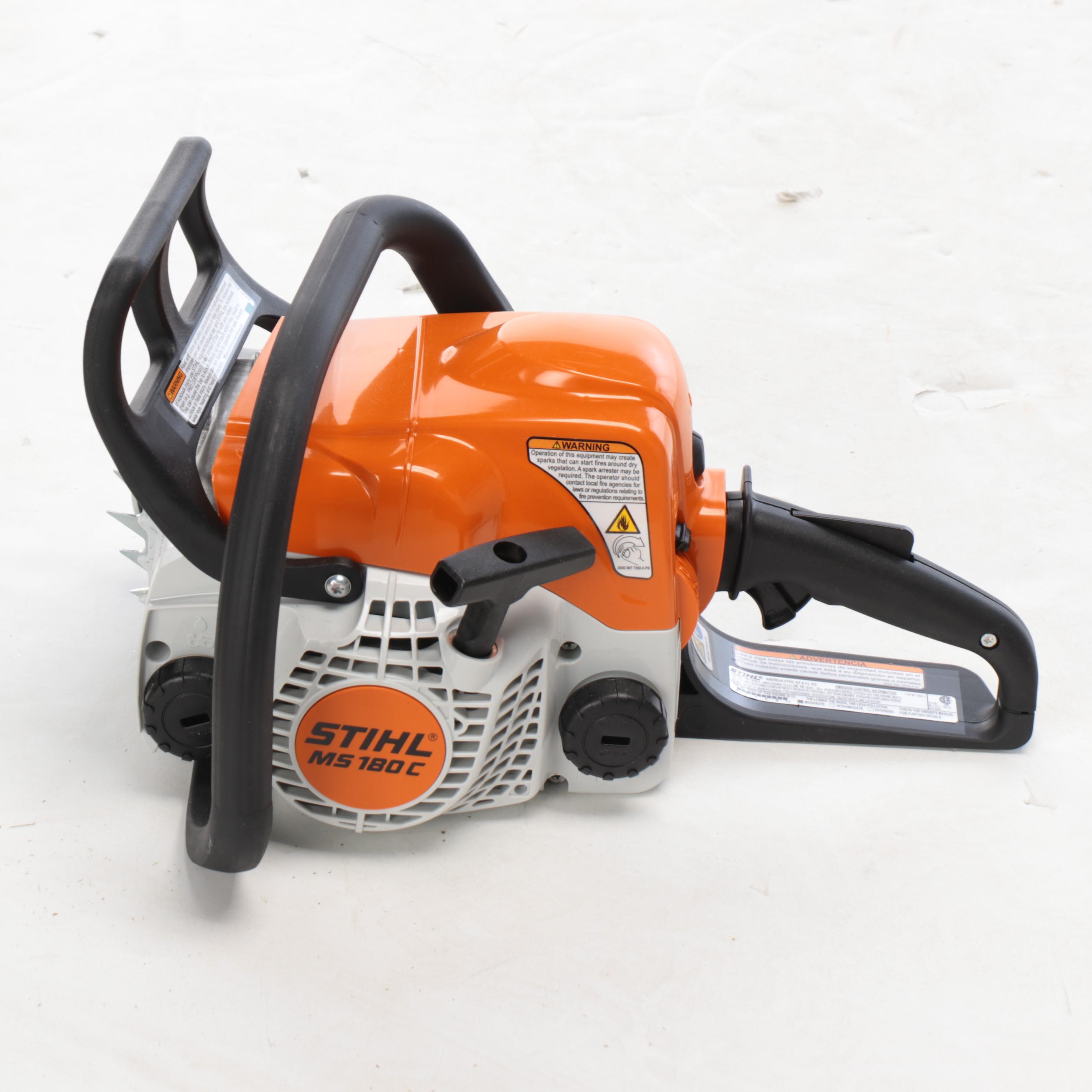 STIHL MS 180C Chainsaw, String Trimmer, and Accessories