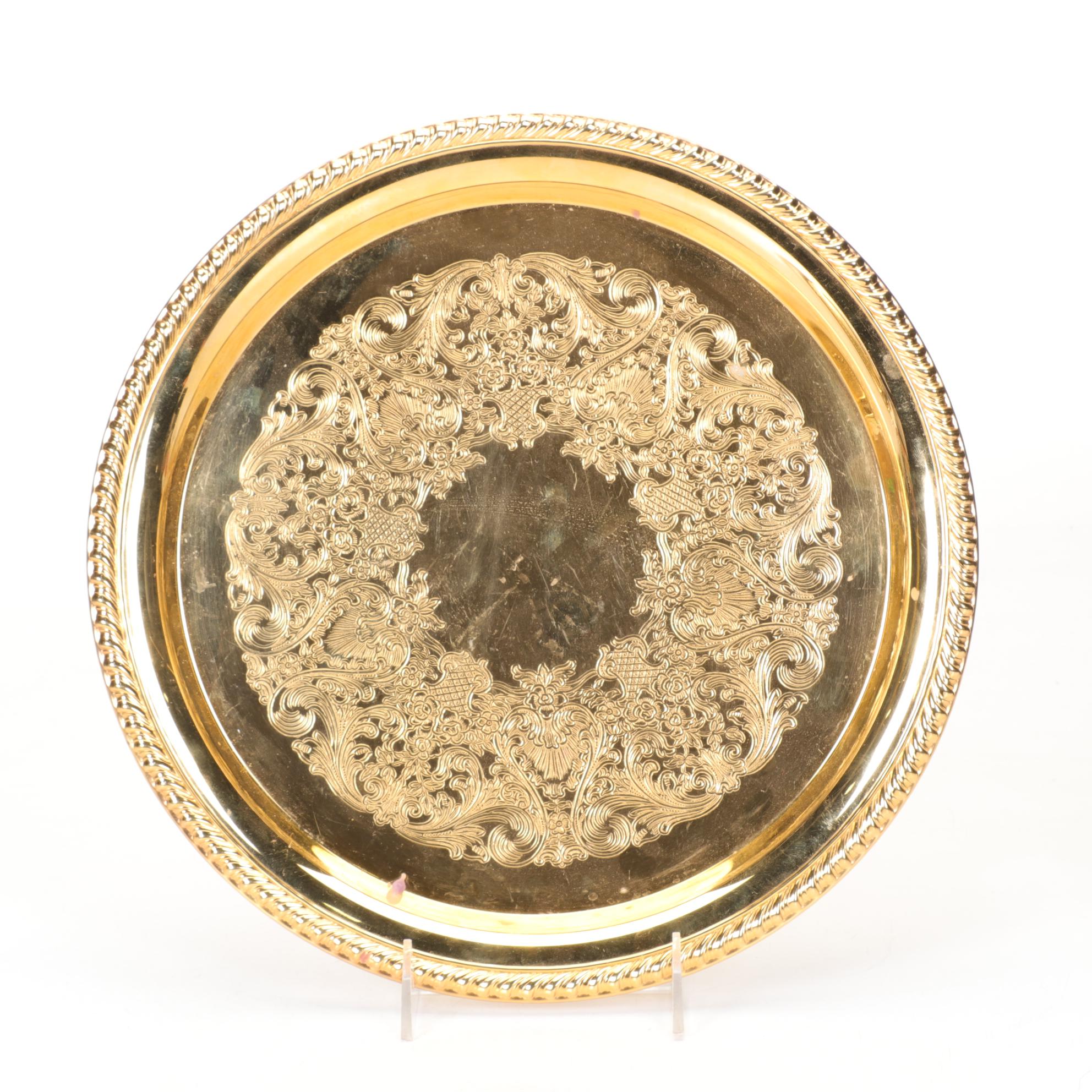 Polished Brass and Metal Champagne Bucket & Hors D'oeuvre Trays