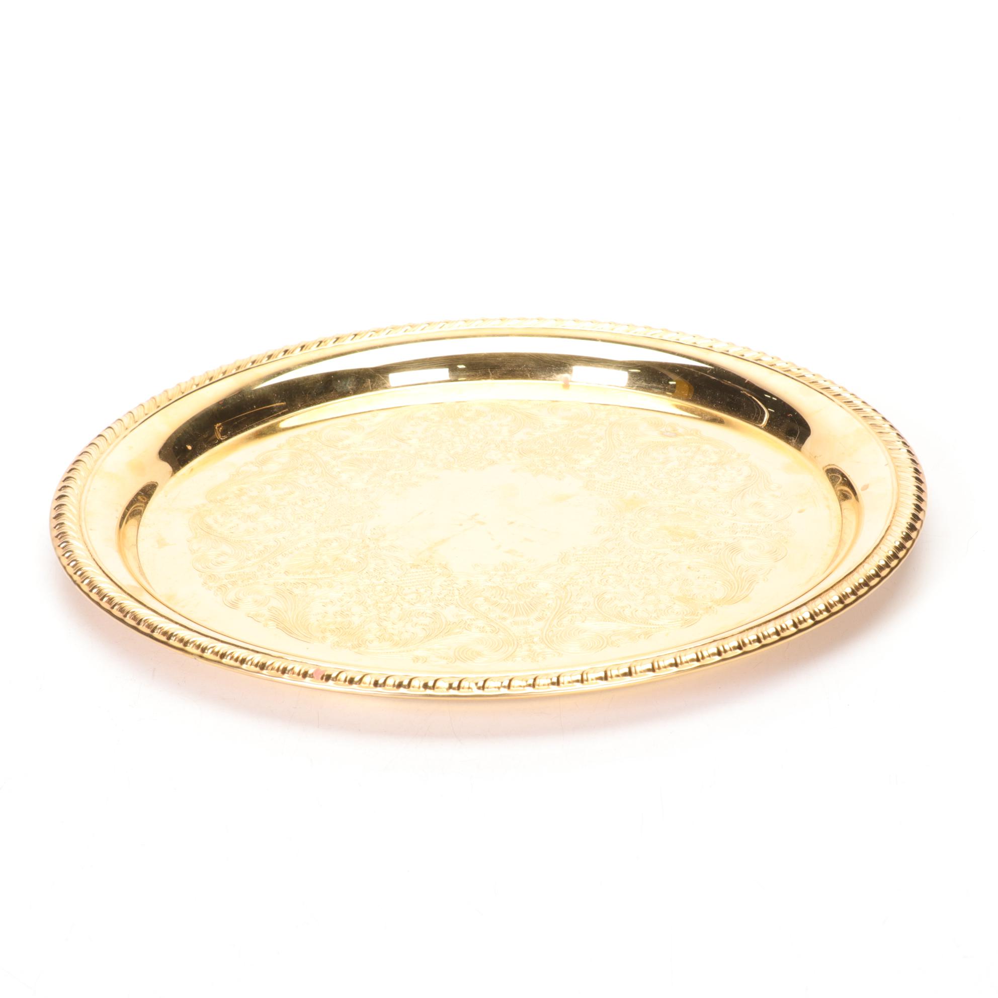 Polished Brass and Metal Champagne Bucket & Hors D'oeuvre Trays