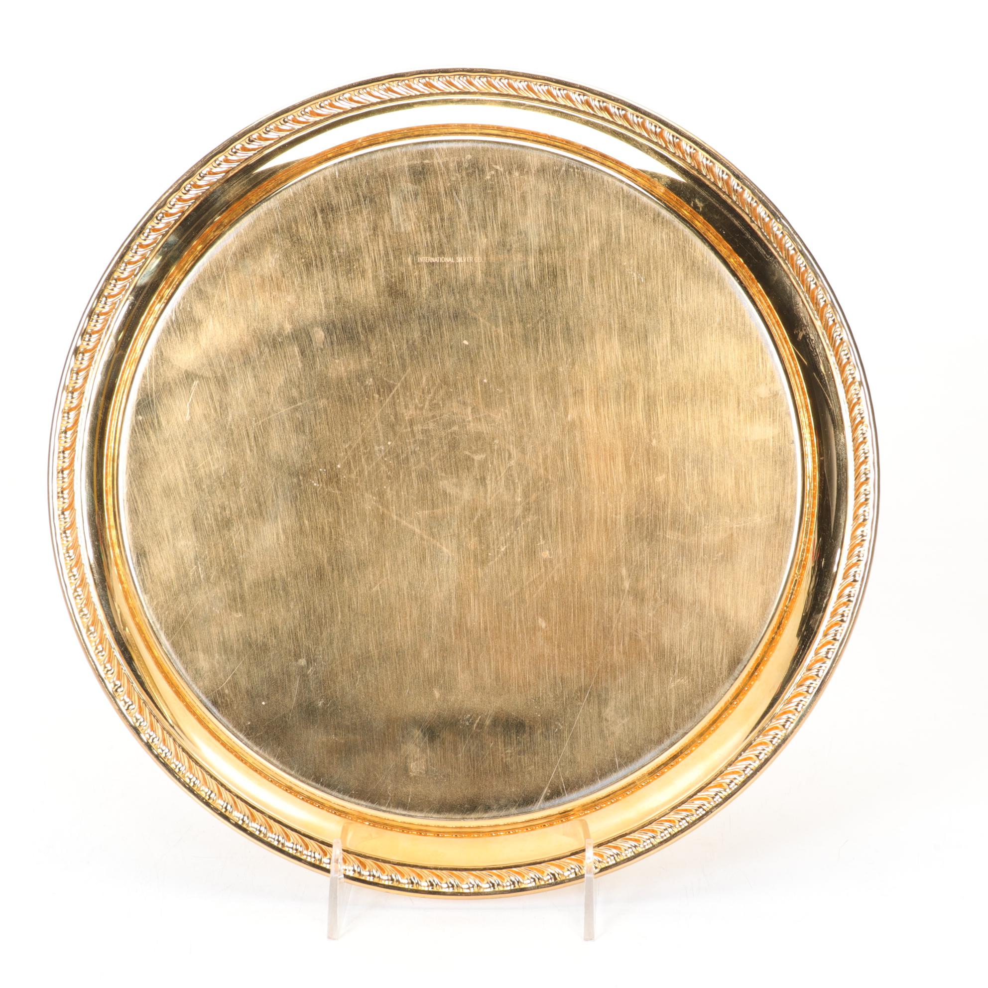 Polished Brass and Metal Champagne Bucket & Hors D'oeuvre Trays