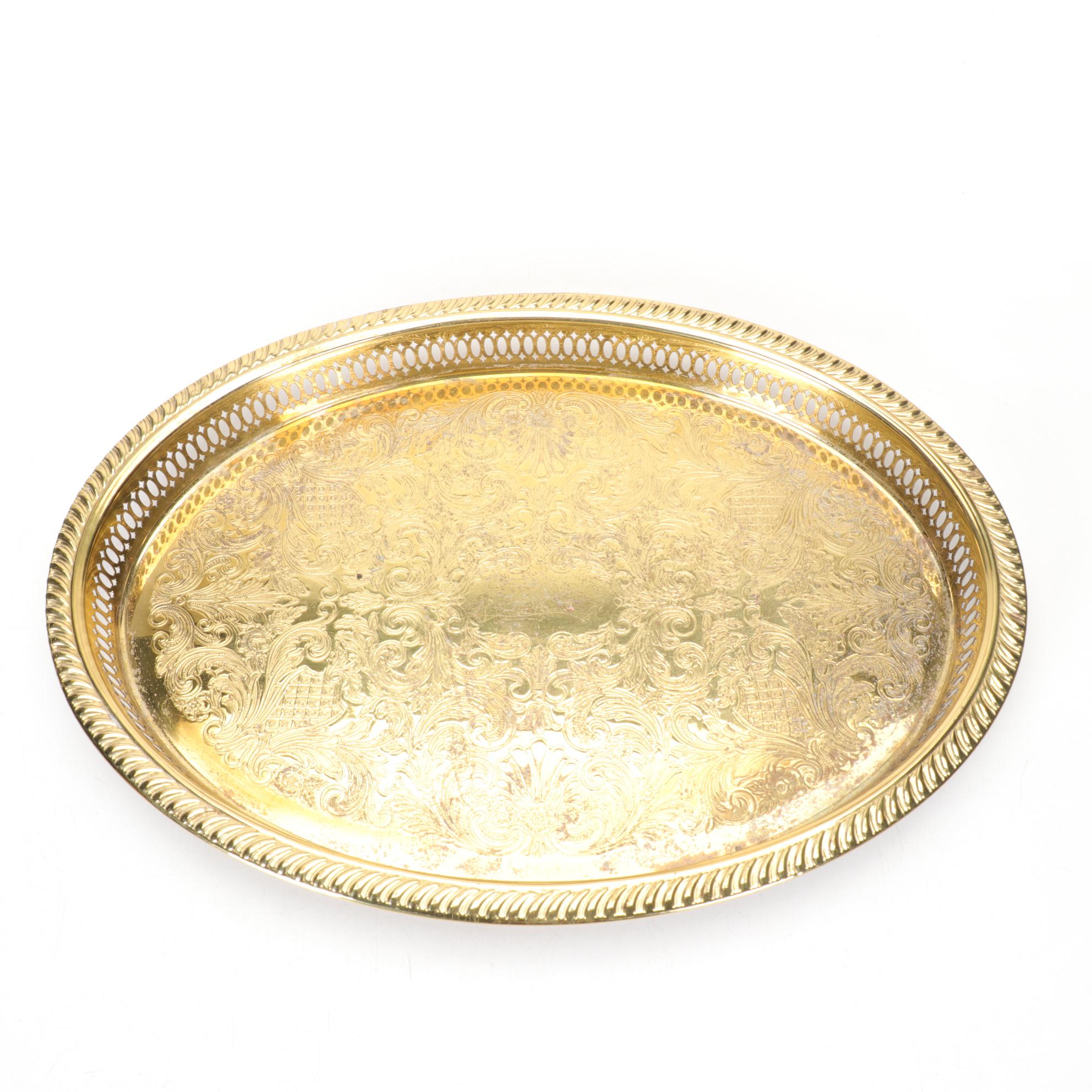 Polished Brass and Metal Champagne Bucket & Hors D'oeuvre Trays
