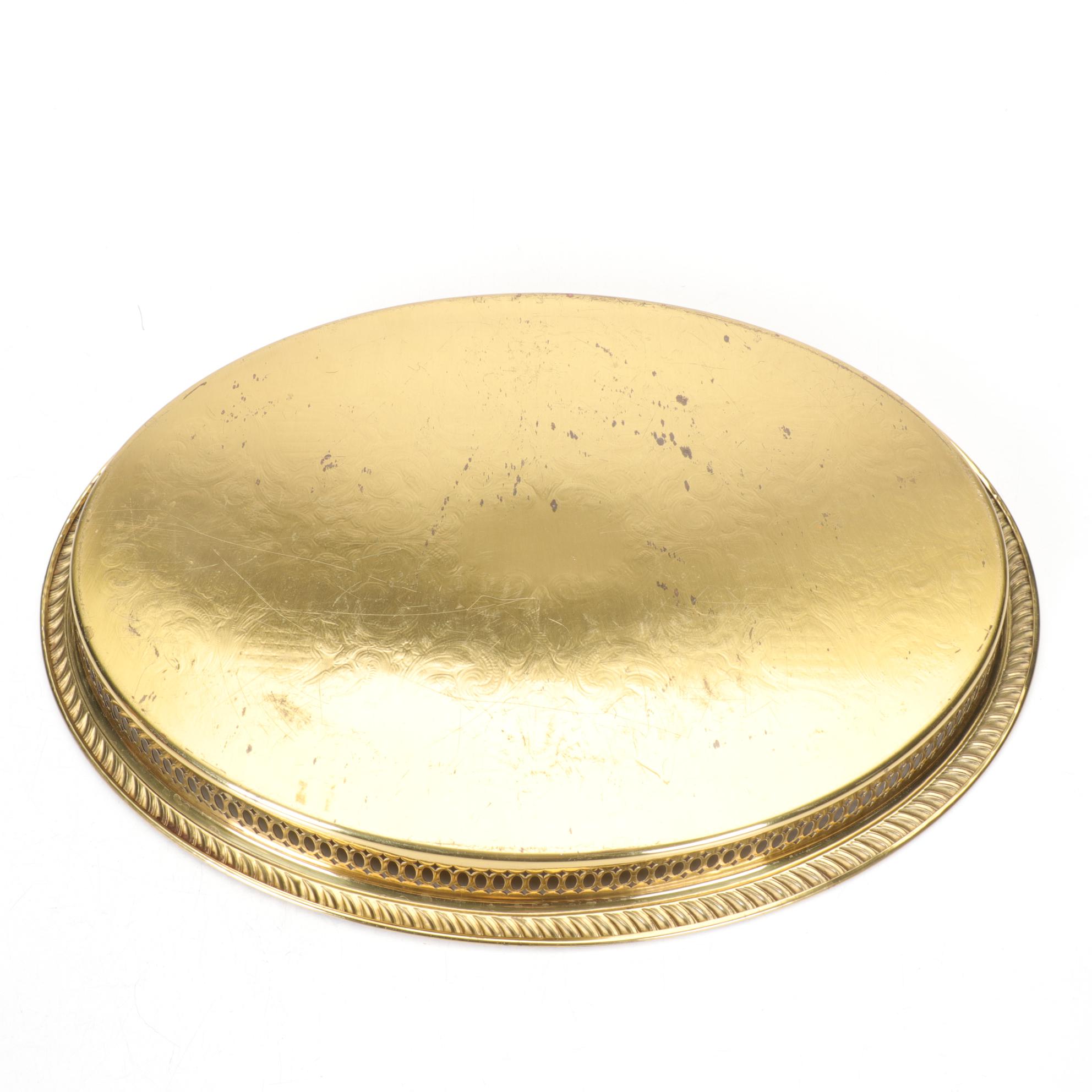 Polished Brass and Metal Champagne Bucket & Hors D'oeuvre Trays