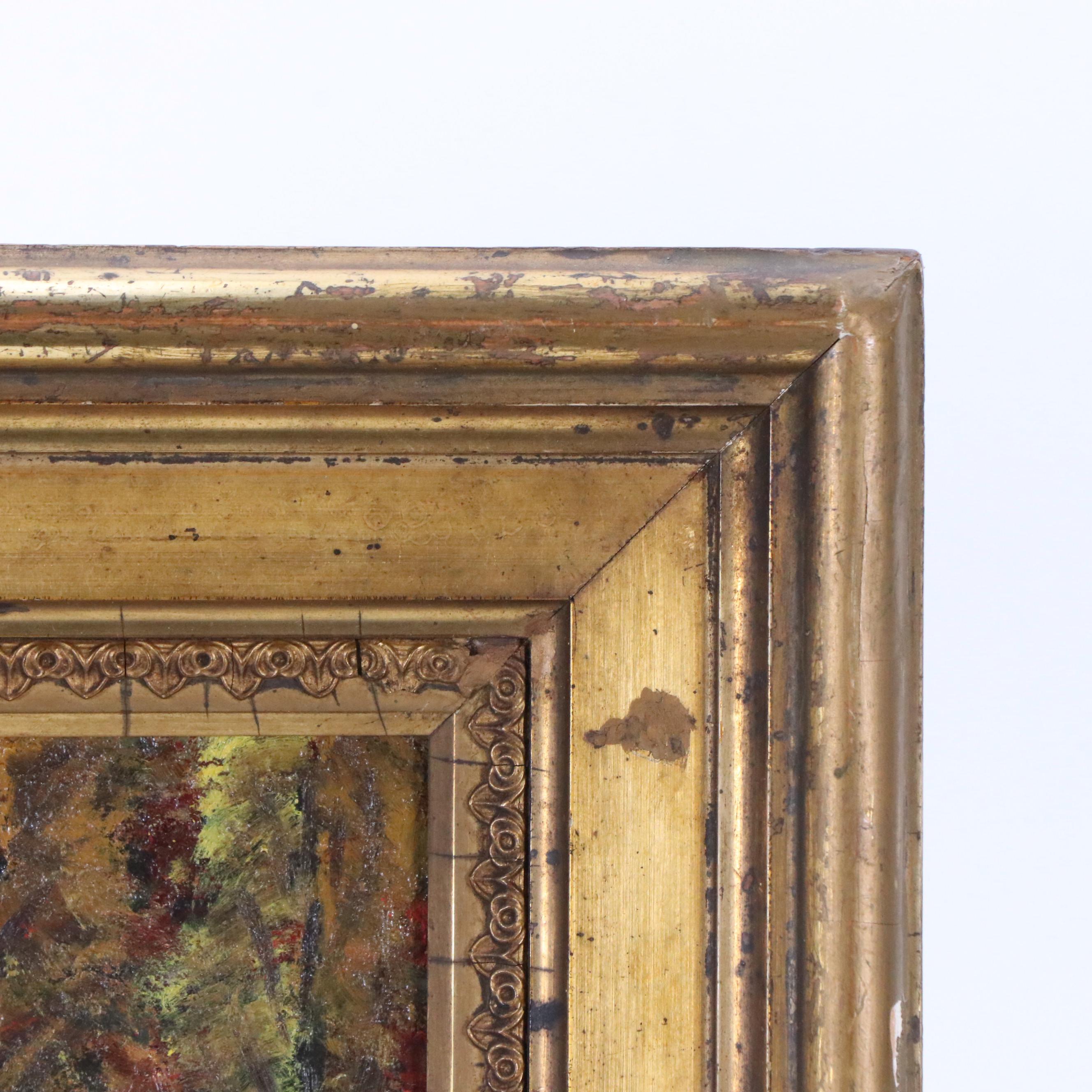 O. Russell Wooded Landscape Oil Painting of Figure