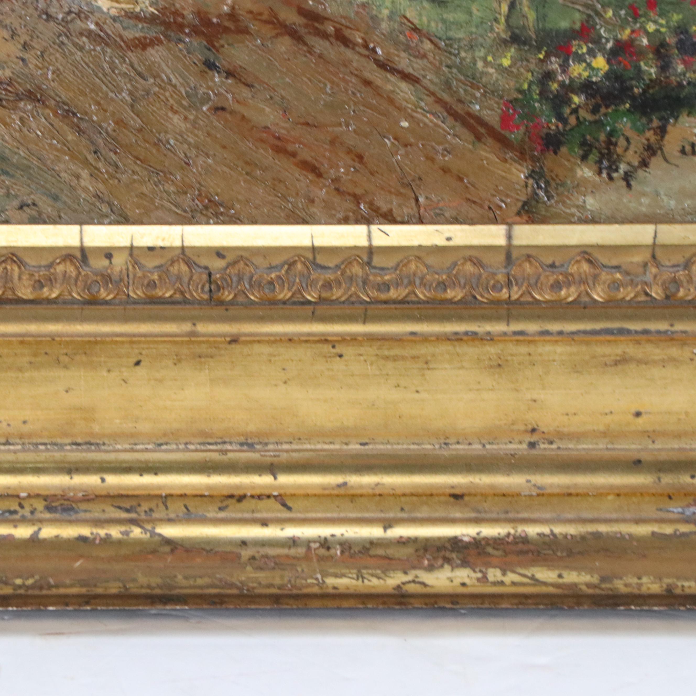 O. Russell Wooded Landscape Oil Painting of Figure