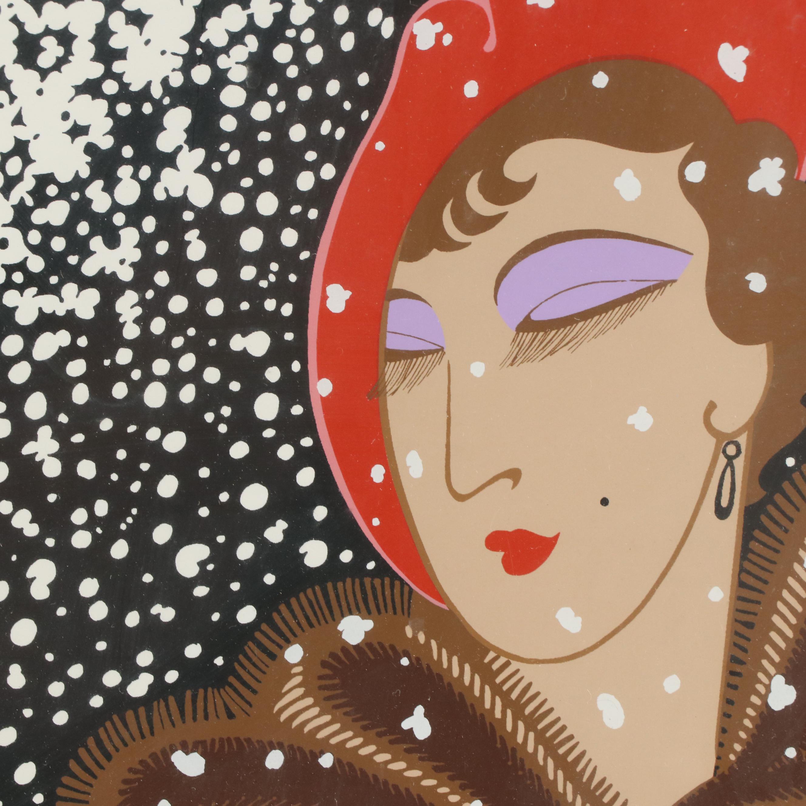 Erté Art Deco Serigraph "Winter," 1975