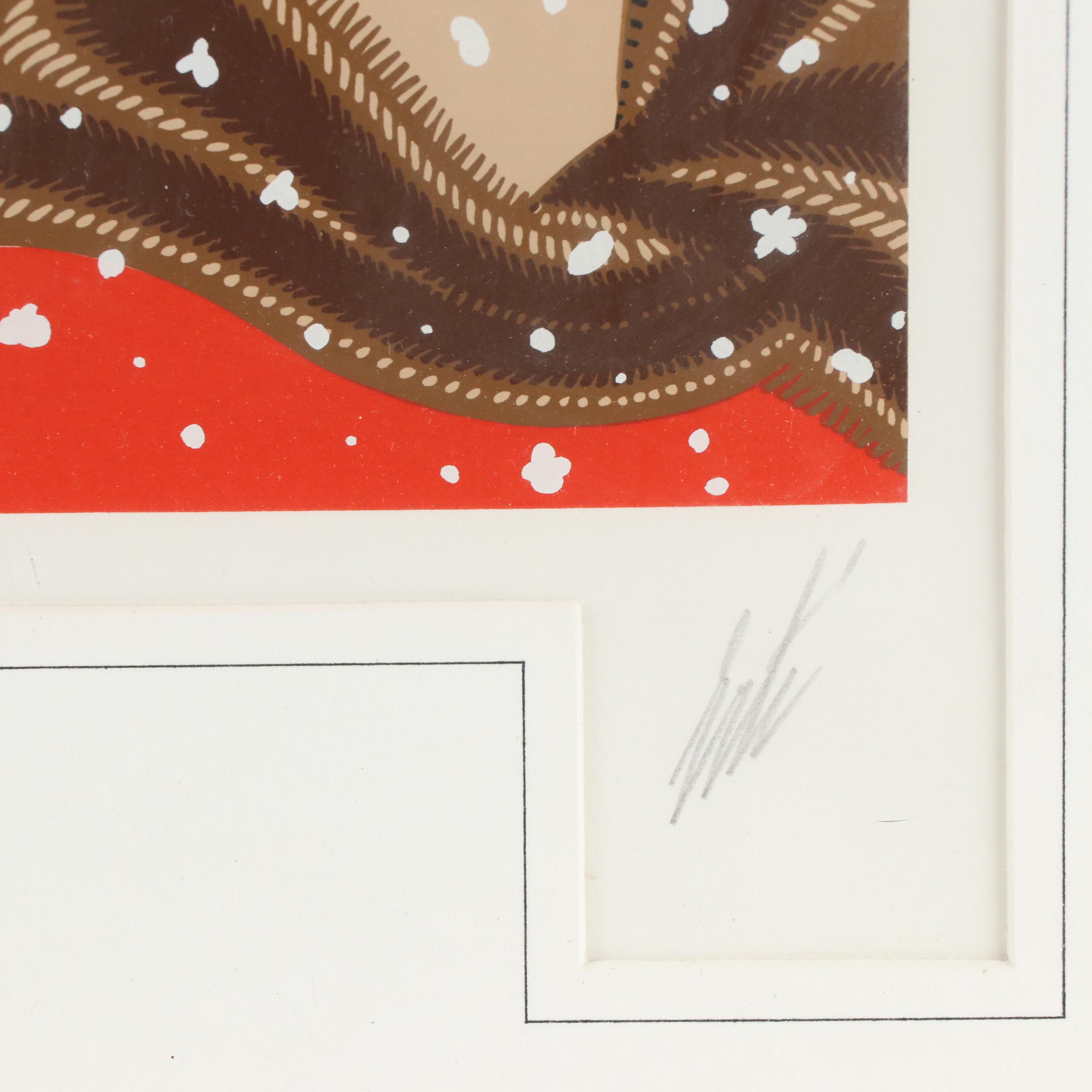 Erté Art Deco Serigraph "Winter," 1975