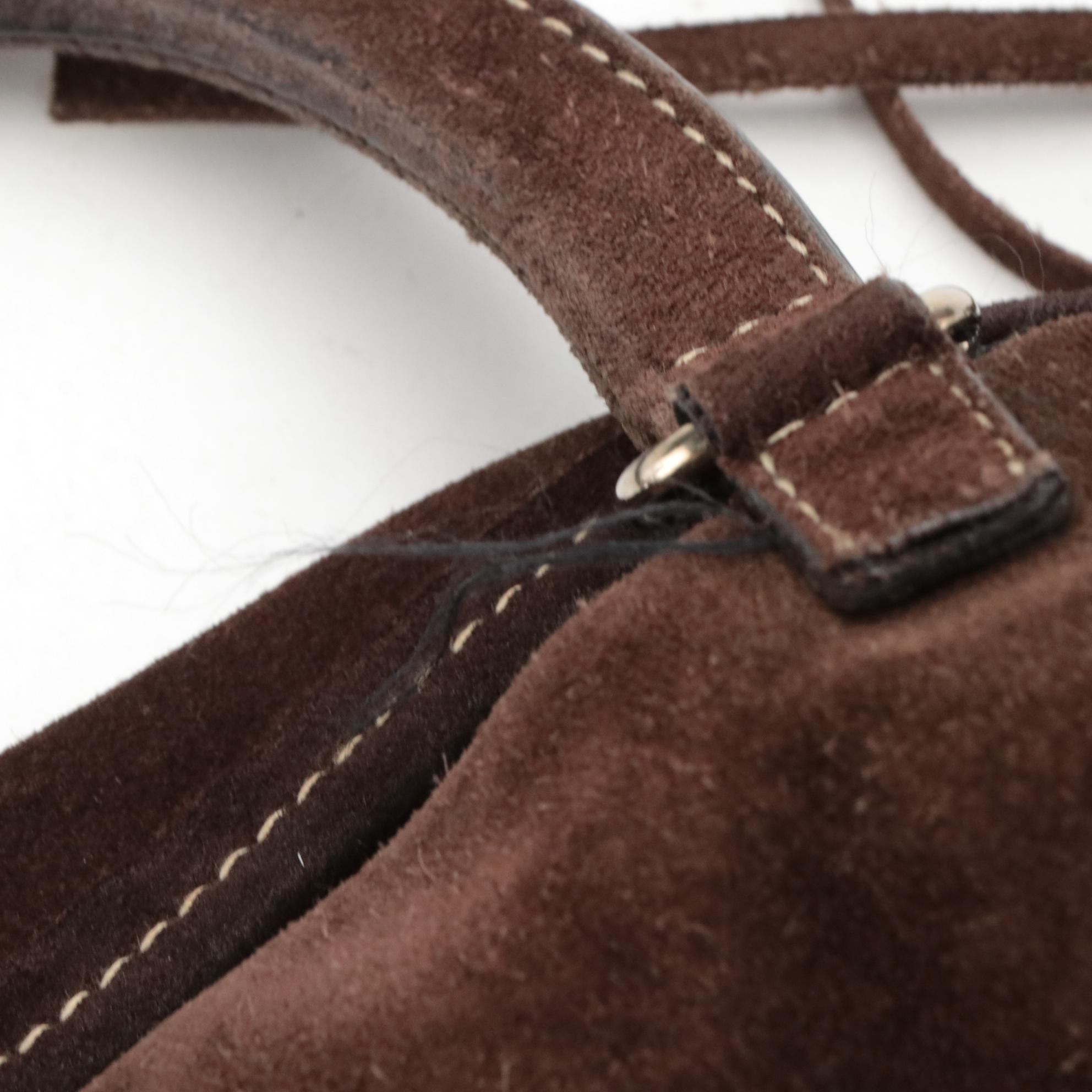 Prada Chocolate Brown Suede Top Handle Bag